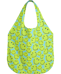 Bolsa de playa con estampado Turtles Smiley unisex - Vilebrequin x Smiley® Lazulii blue vista frontal