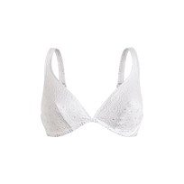 Top bikini donna con ferretto Broderie Anglaise Bianco vista frontale