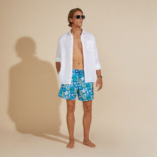 Camisa de lino lisa para hombre Blanco detalles vista 1