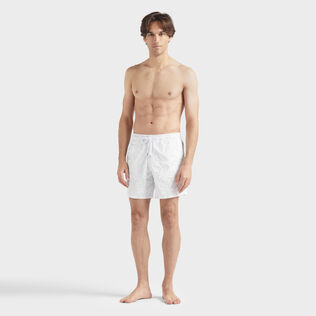 Men Swim Trunks Ronde des tortues Jacquard White front worn view