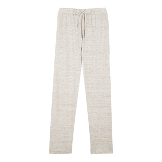中性纯色亚麻平纹布长裤 Lihght gray heather 正面图