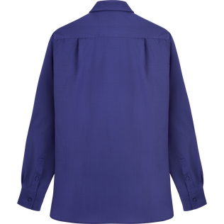 Men Wool Shirt Solid Purple blue back view
