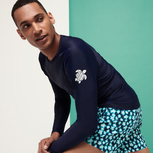 Einfarbiges Rashguard für Herren Marineblau Details Ansicht 1