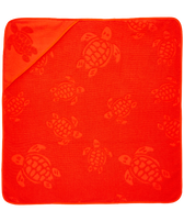 Baby Beach Towel Turtle Jacquard Solid Poppy red front view