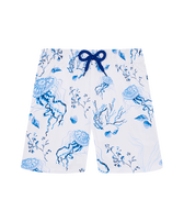 Boys Stretch Swim shorts Medusa and Shells White 正面图