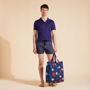 Men Stretch Swim Trunks Micro Ronde Des Tortues Rainbow Navy details view 1