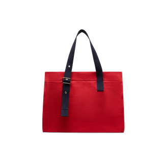 Bolsa de playa grande en algodón de color liso Lipstick vista trasera