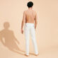Men Corduroy Large Lines Jogging Pants Solid Off white back worn view