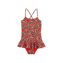 Maillot de bain une pièce fille Oursinades Coquelicot vue de face