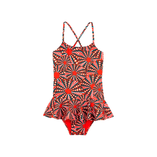 Maillot de bain une pièce fille Oursinades Coquelicot vue de face