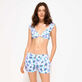 Shorty de bain femme ceinture plate Flash Flowers Purple blue vue portée de face