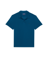 Polo en tencel homme uni Paon vue de face