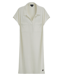 Women Terry Polo Dress Solid Chalk front view