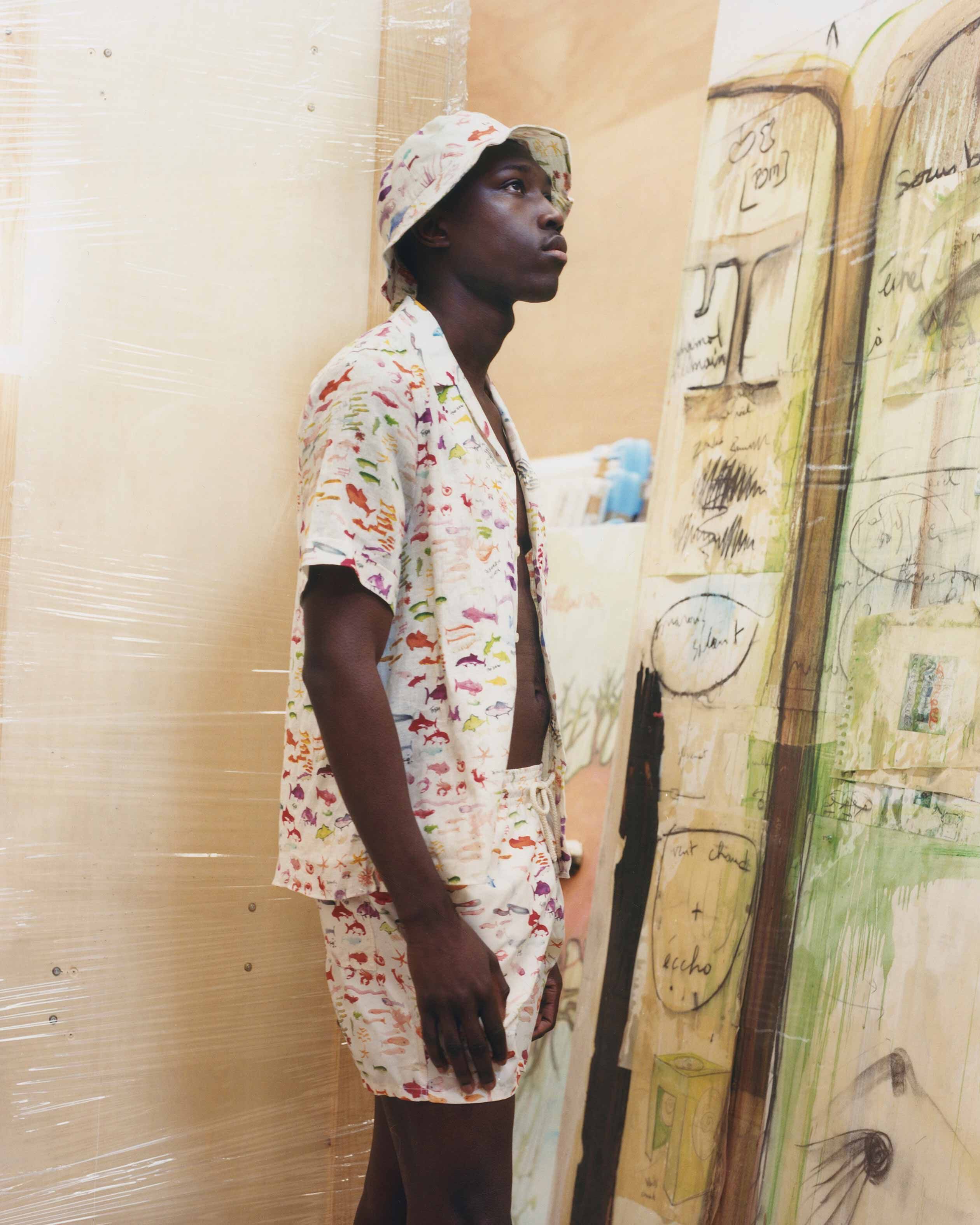 Men wearing a Swim Shorts with the print Pescador