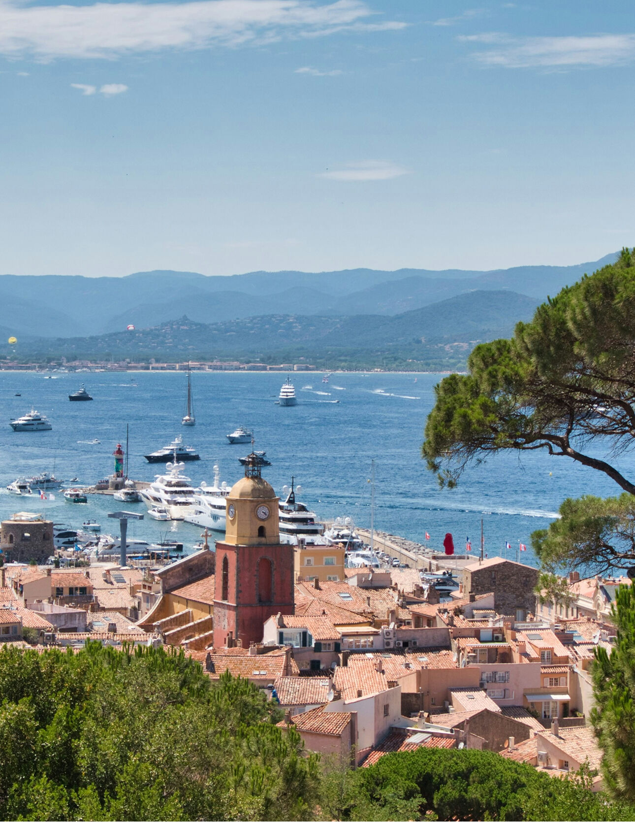 view of Saint Tropez with the city and the beach