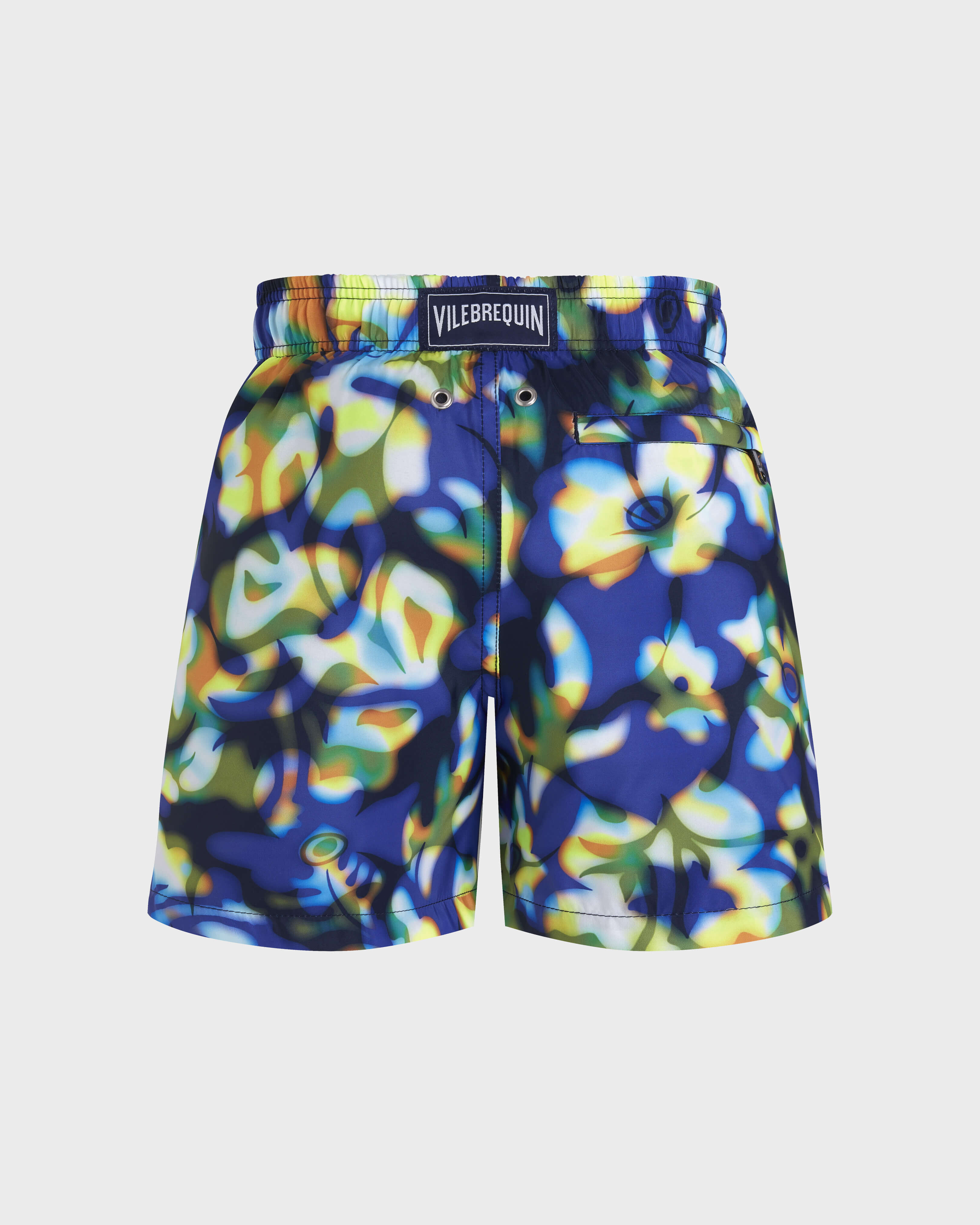 Boys Ultra-light and packable Swim Shorts Frangipanier Trouble NAVY back view
