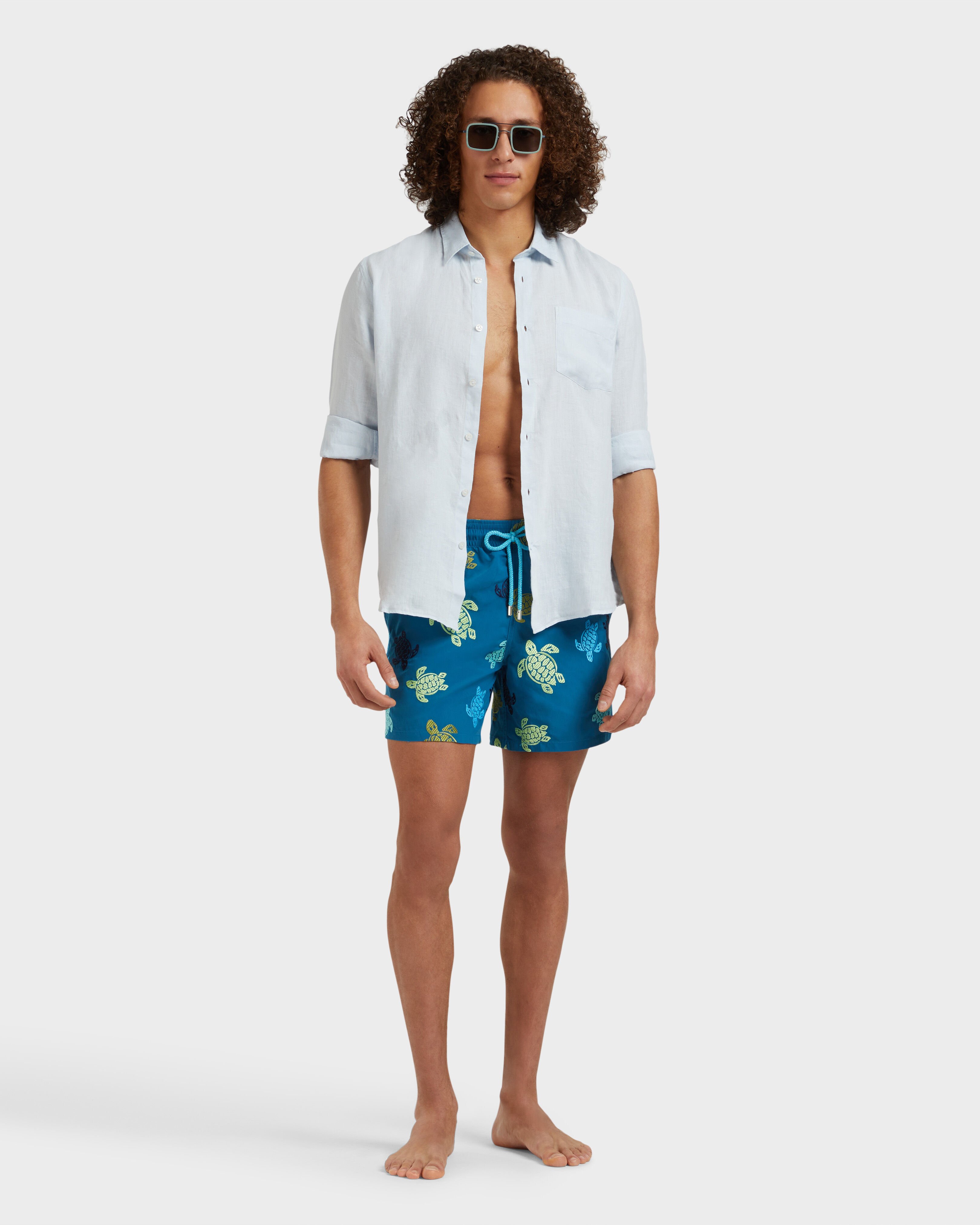 Men Swim Shorts Embroidered Tortue Multicolore - Limited Edition PEACOCK supp1 view