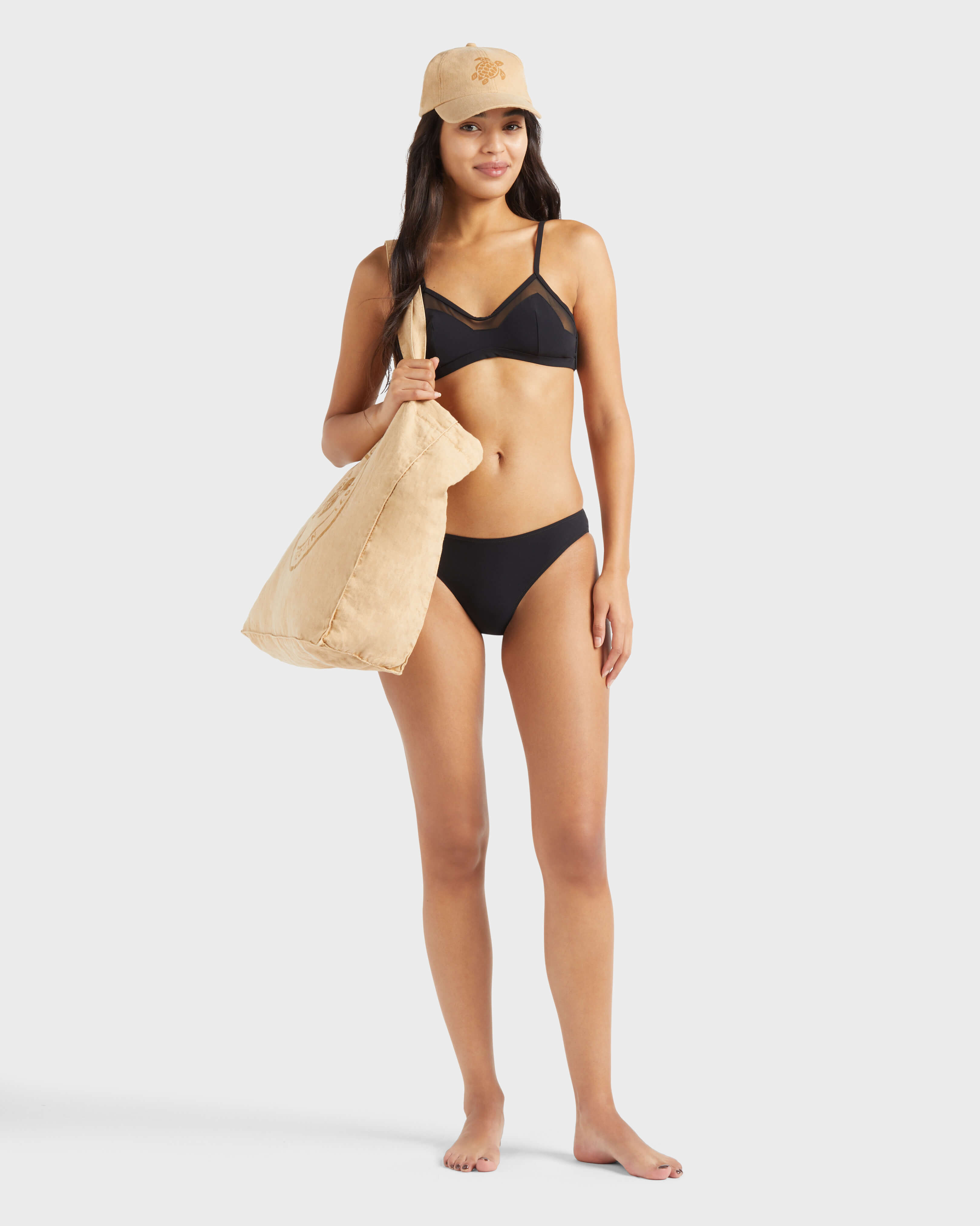 Women Bra-style Bikini Top Solid BLACK supp1 view