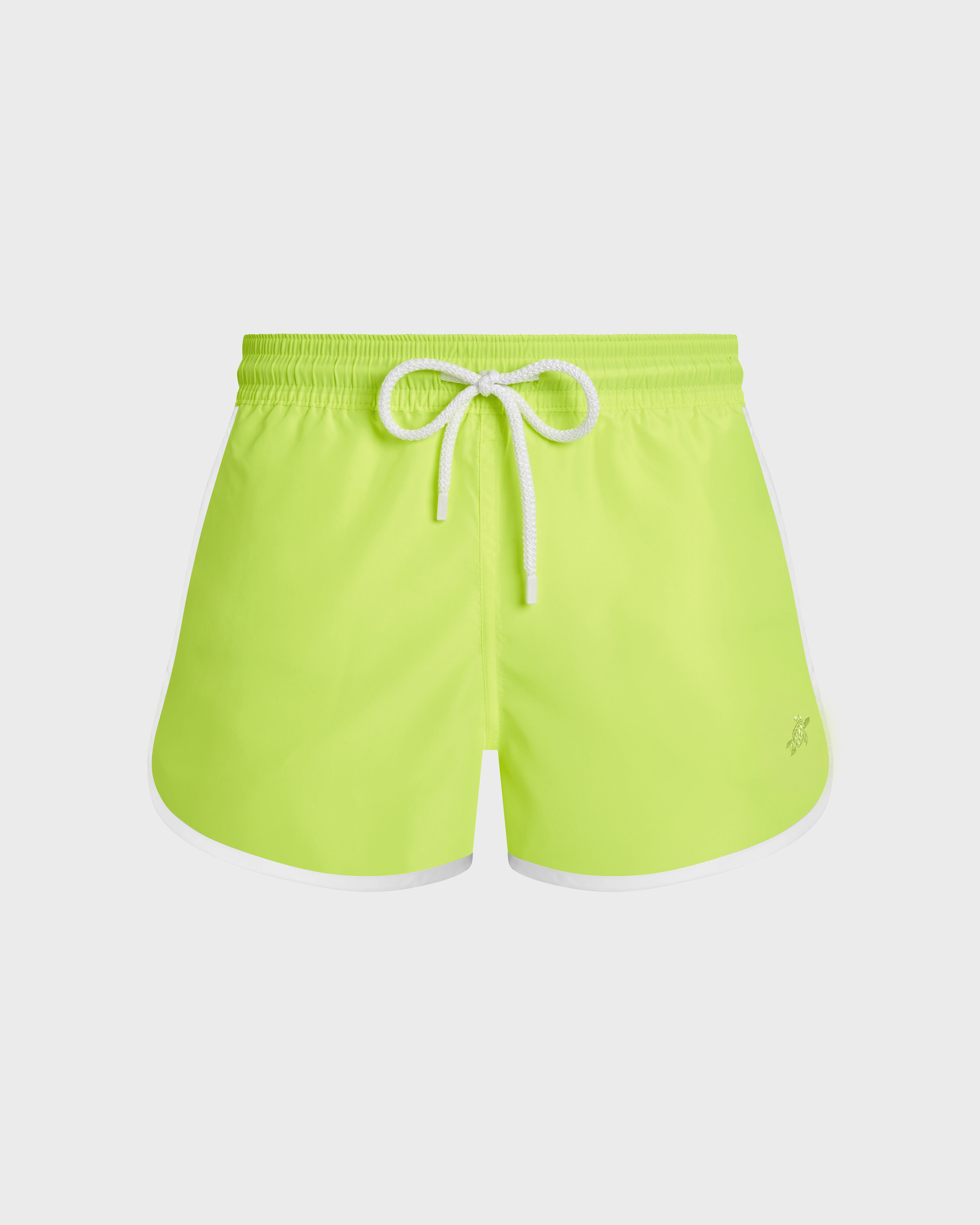 Maillot de bain homme court ultra-léger uni JAUNE FLUO front view