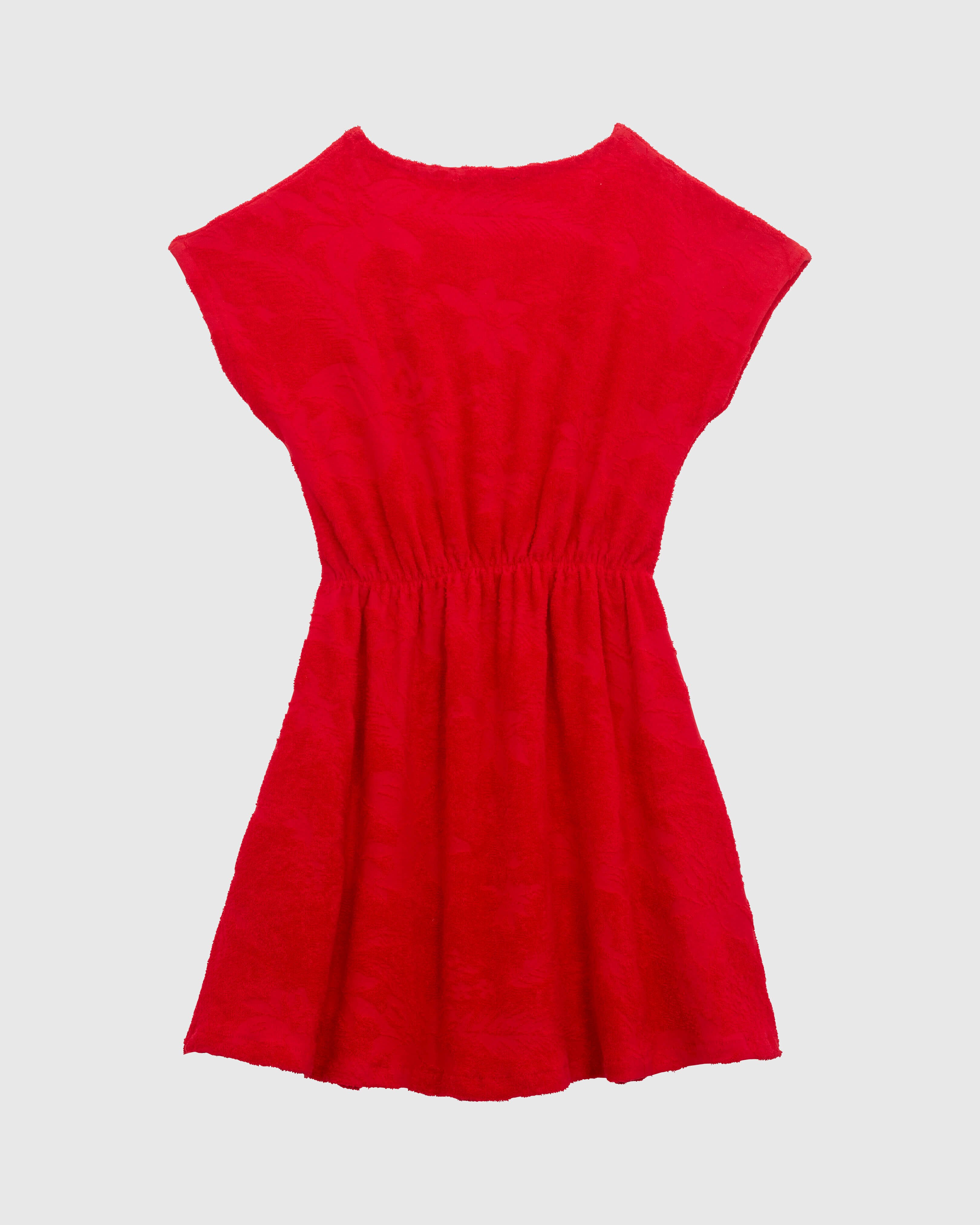 Girls Terry Dress Flower Power LIPSTICK back view