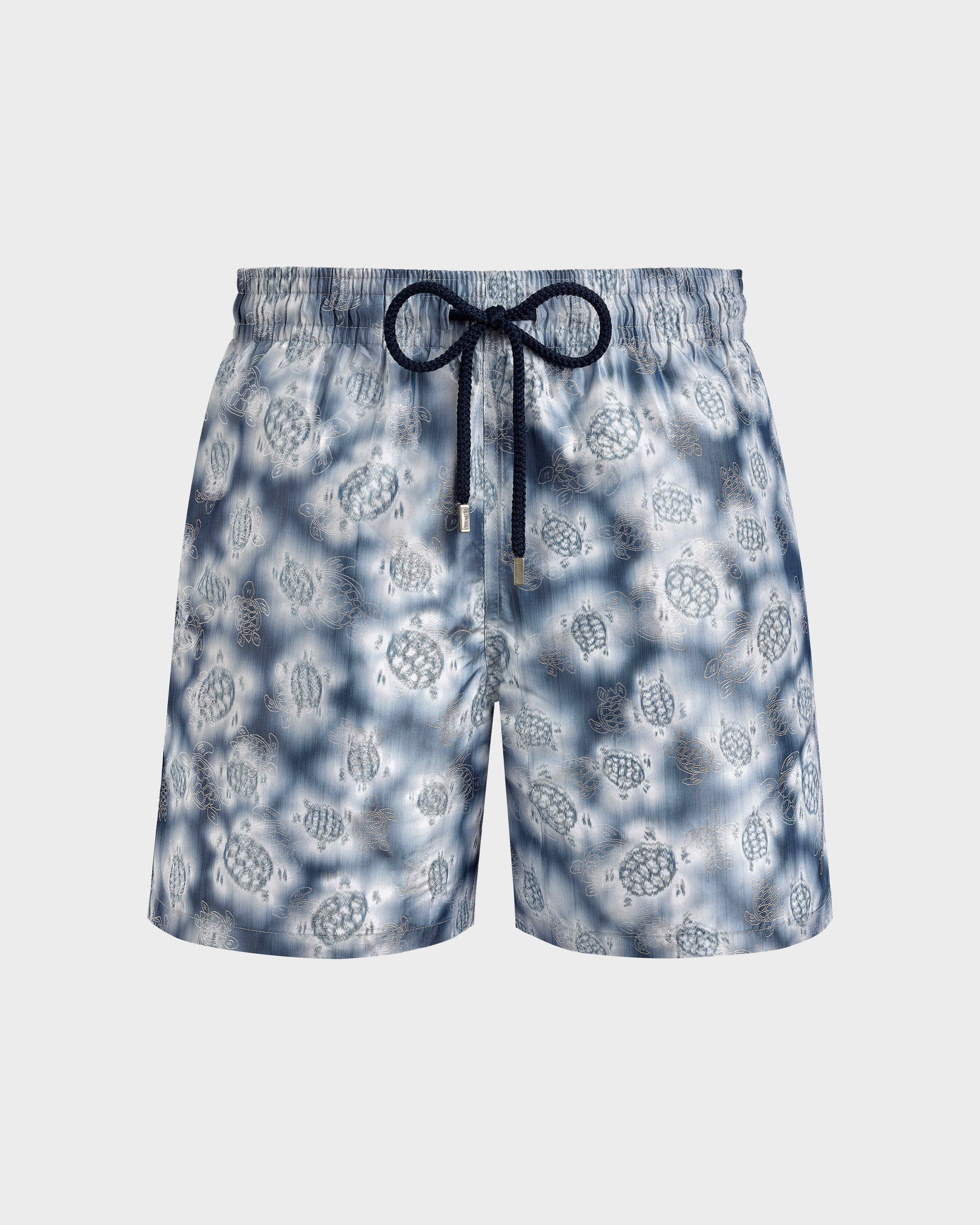 Men Silk Swim Shorts Ronde des Tortues - Vilebrequin x Maison BUCOL NAVY front view