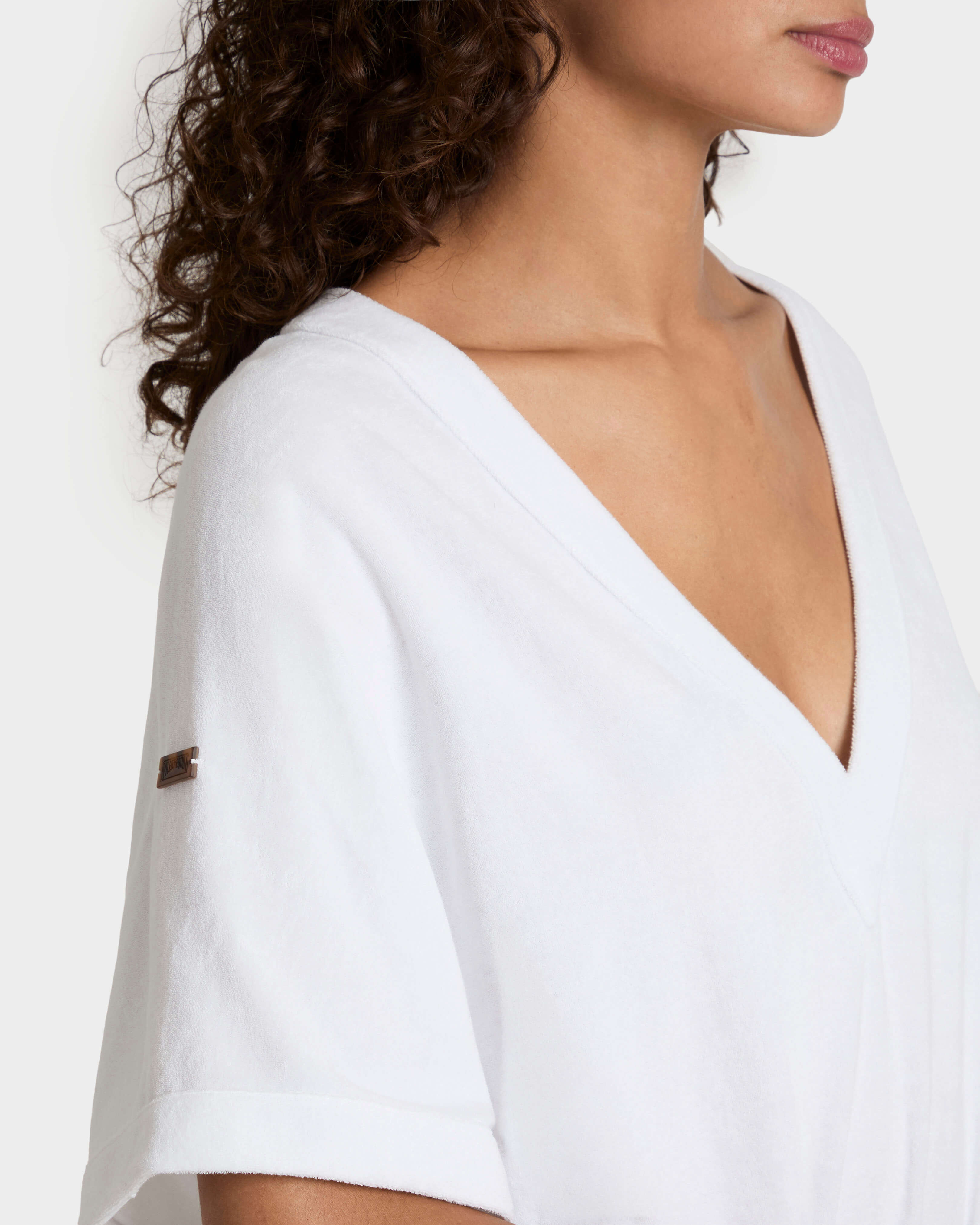 Caftano donna reversibile in spugna tinta unita BIANCO supp1 view