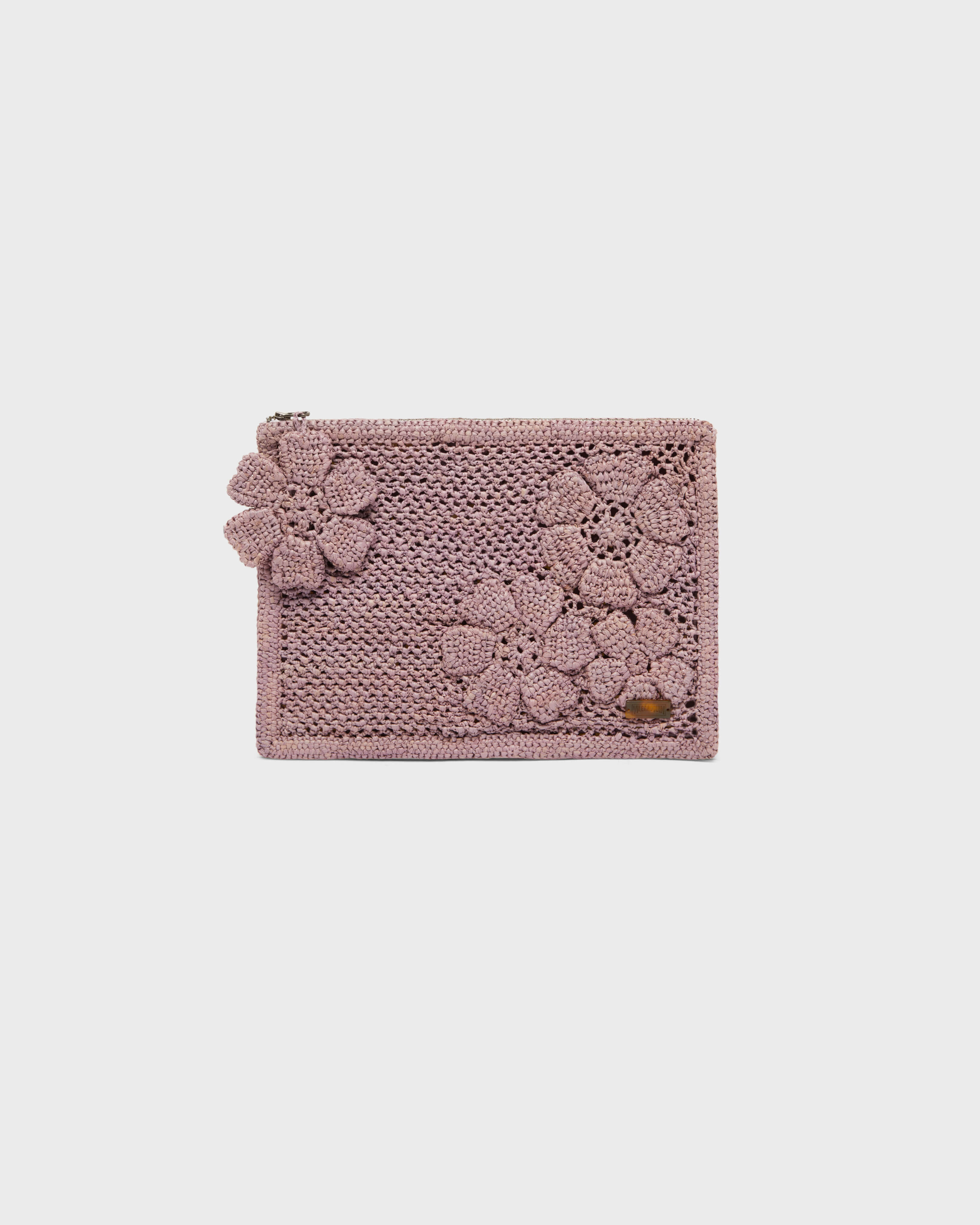 Women Raffia Handbag PETALE / PINK back view