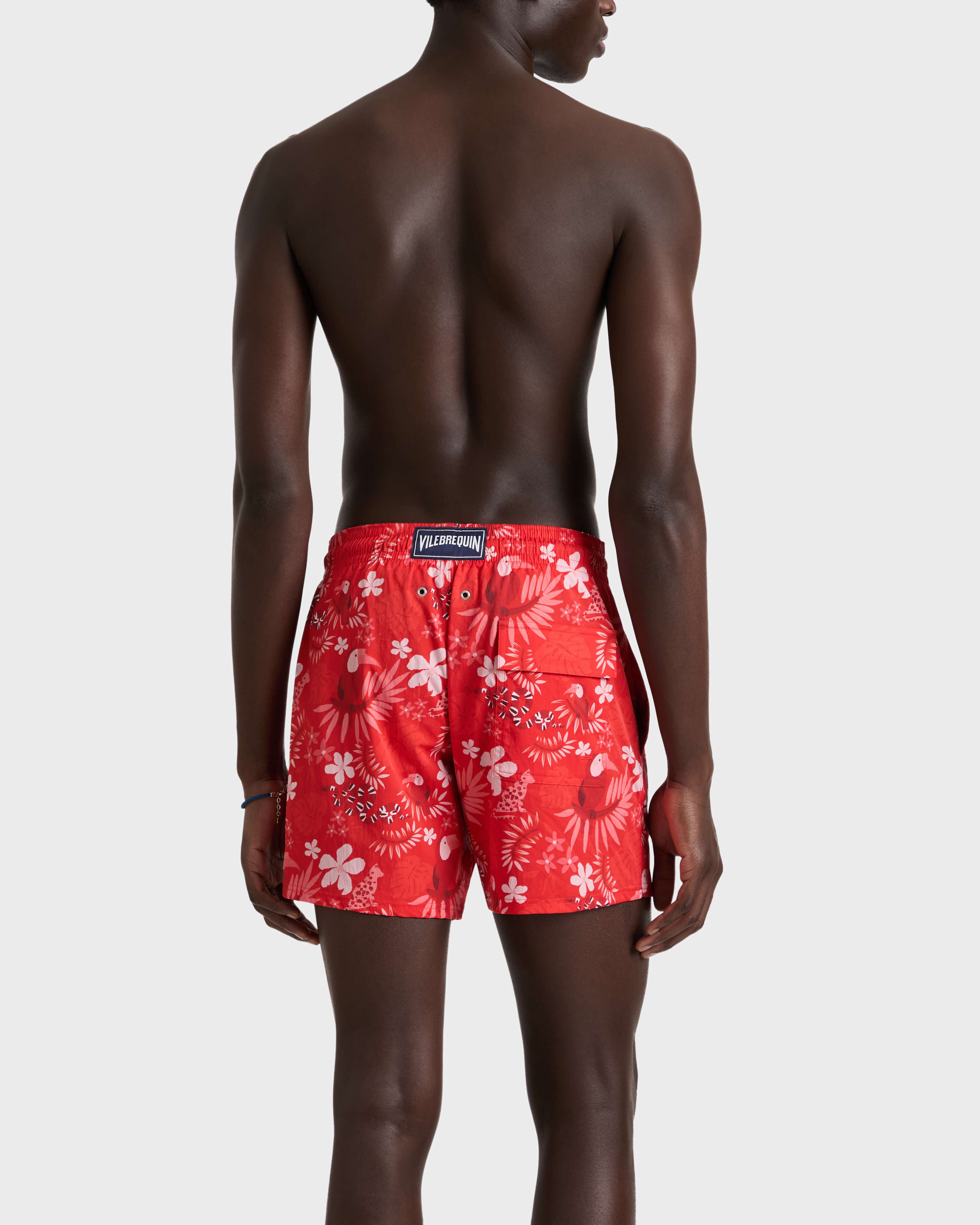 Kurze Papel de Embrulho Stretch-Badeshorts für Herren MOHNROT backworn view