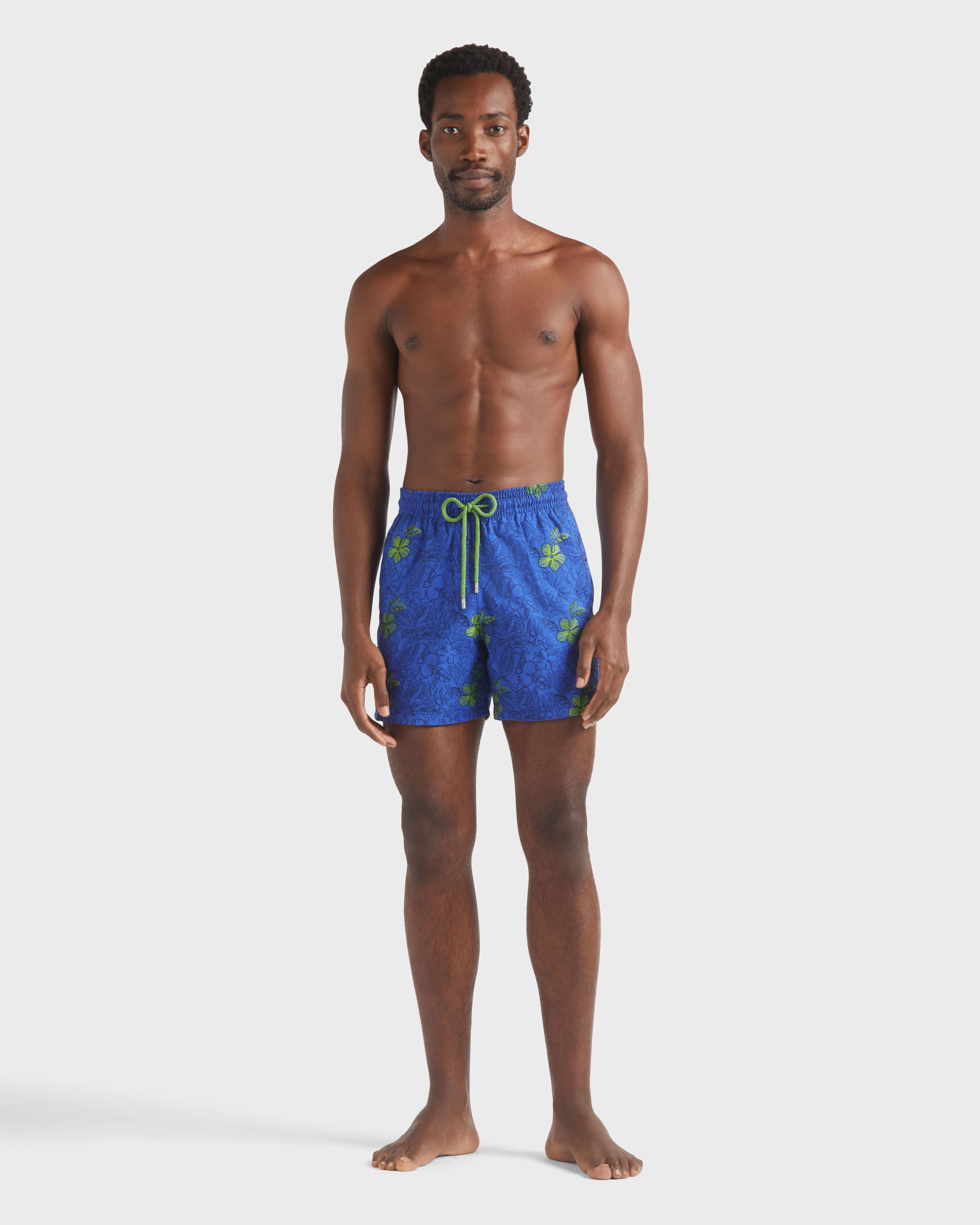 Men Swim Shorts Embroidered Flowers - Limited Edition MARRAKECH frontworn view