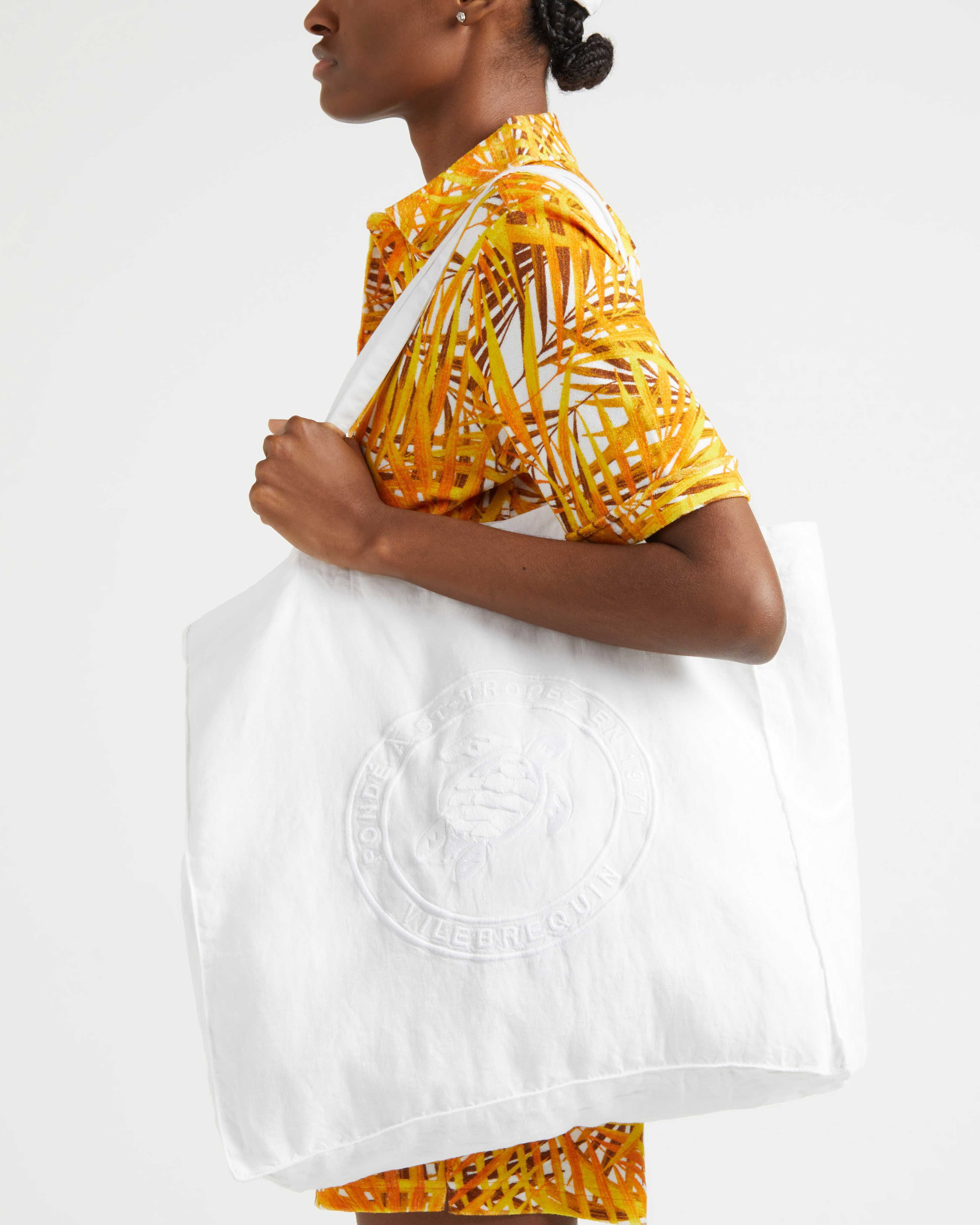 Turtle Unisex-Leinentragetasche WEISS supp2 view