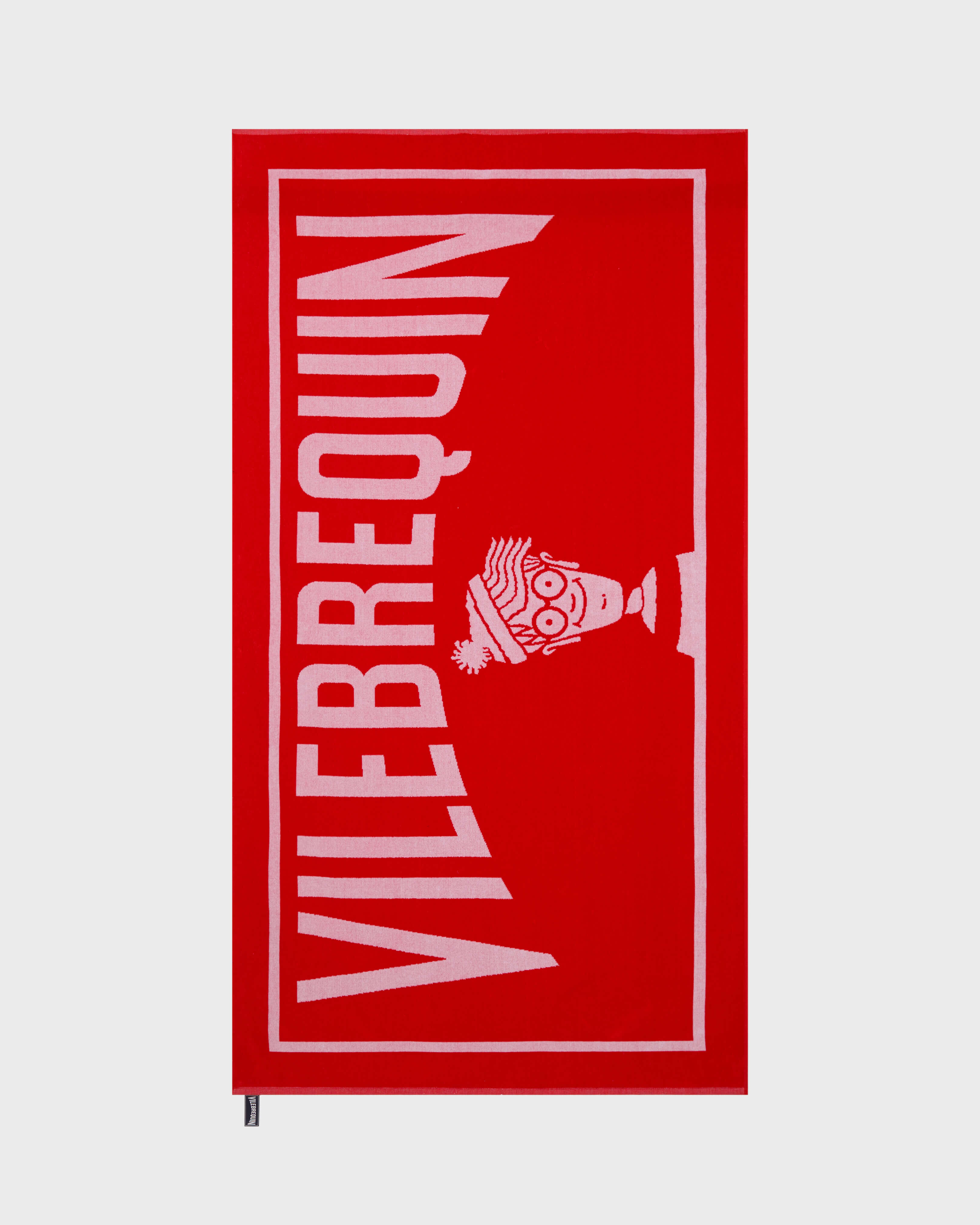 Cotton Jacquard Beach Towel - Vilebrequin x Where's Wally? POPPY RED front view