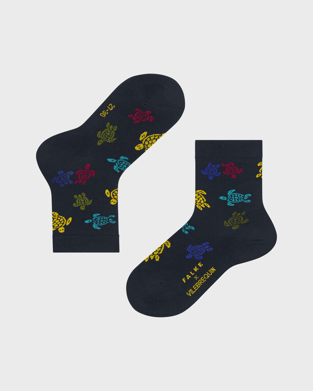 Vilebrequin - Mehrfarbige Rondes Des Tortues Socken Für Kinder – Vilebrequin X Falke - Socken - Socks7 - Blau - Größe 27-30