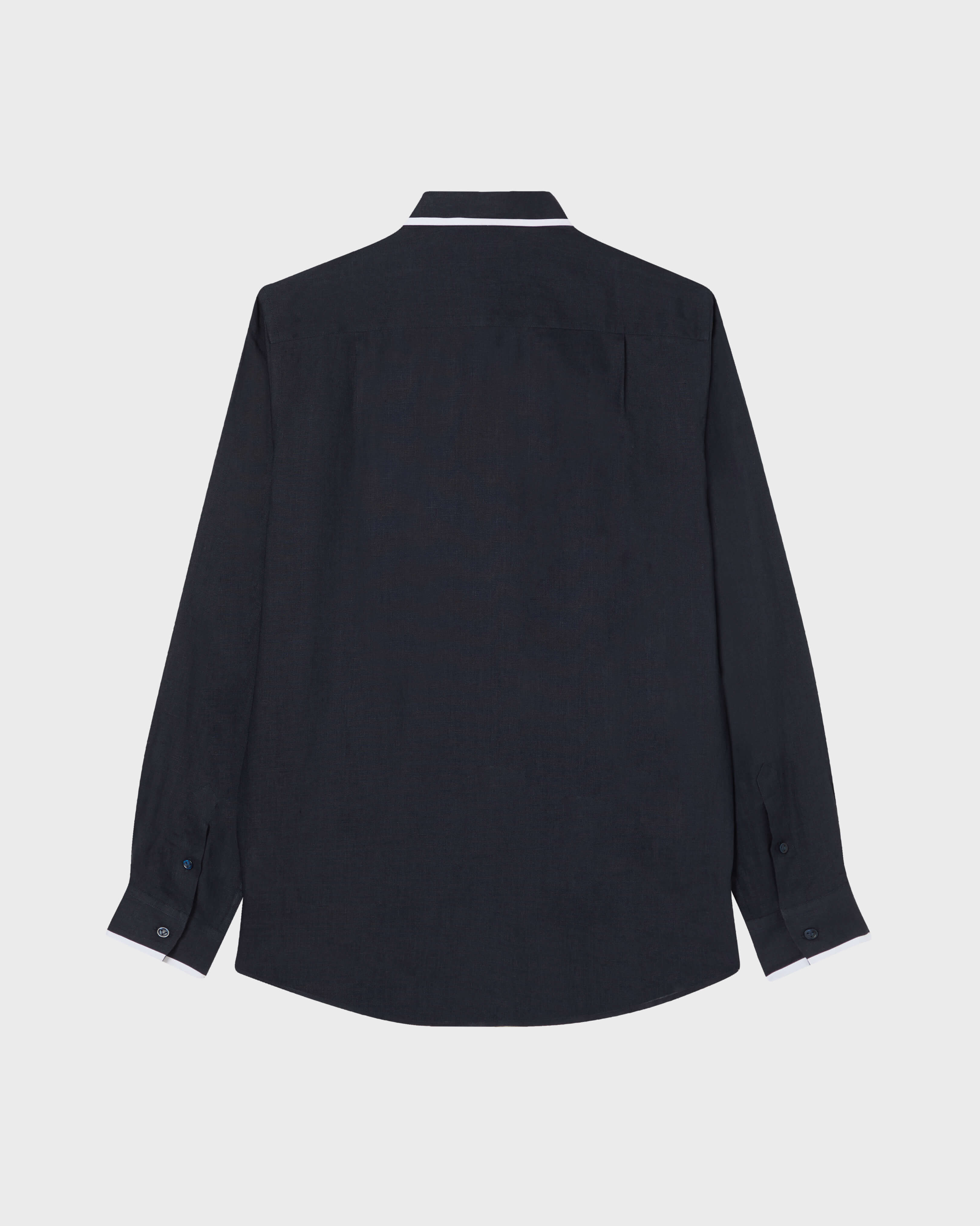 Men Linen Shirt Solid NAVY back view