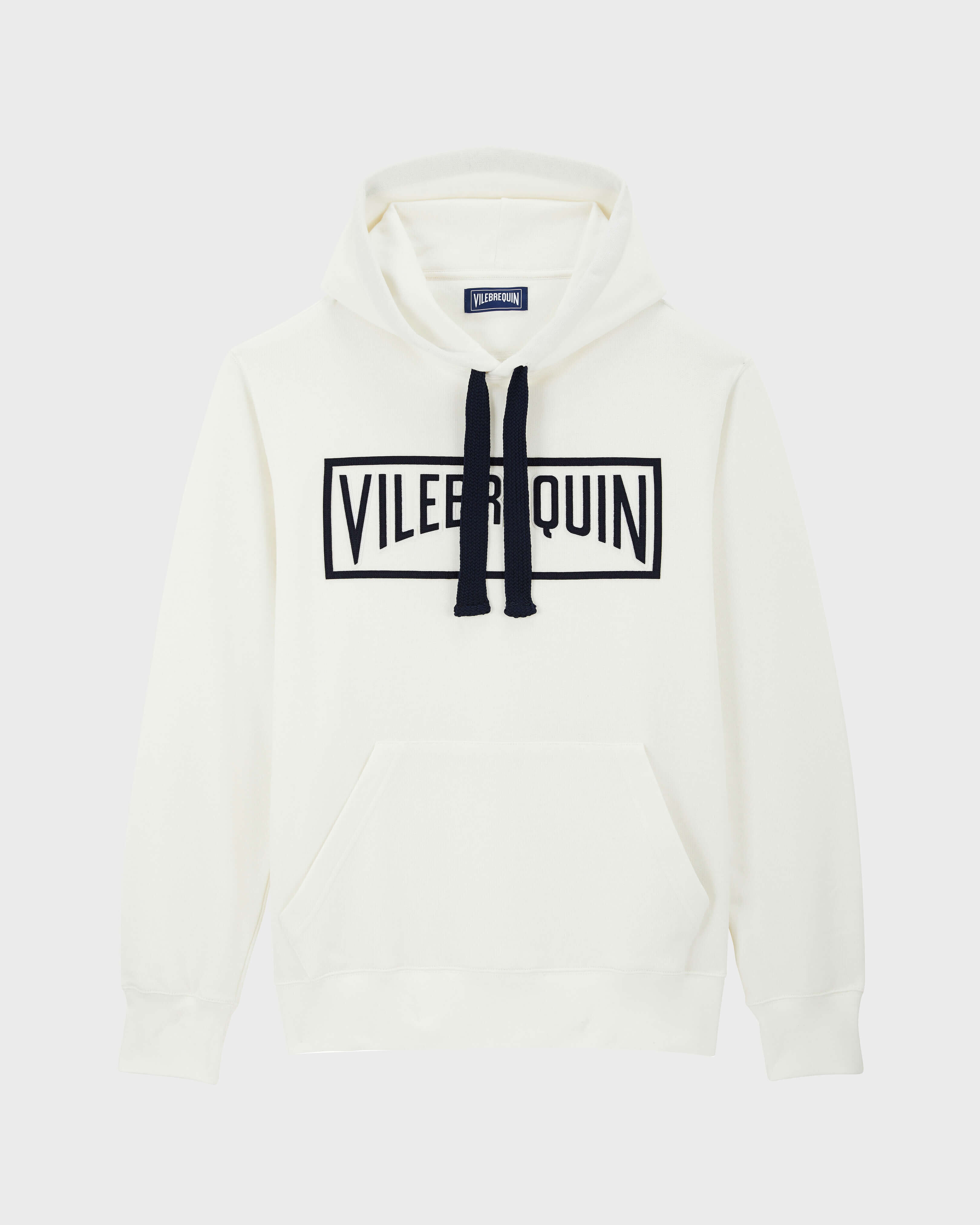 Felpa con cappuccio uomo in cotone tinta unita OFF WHITE front view