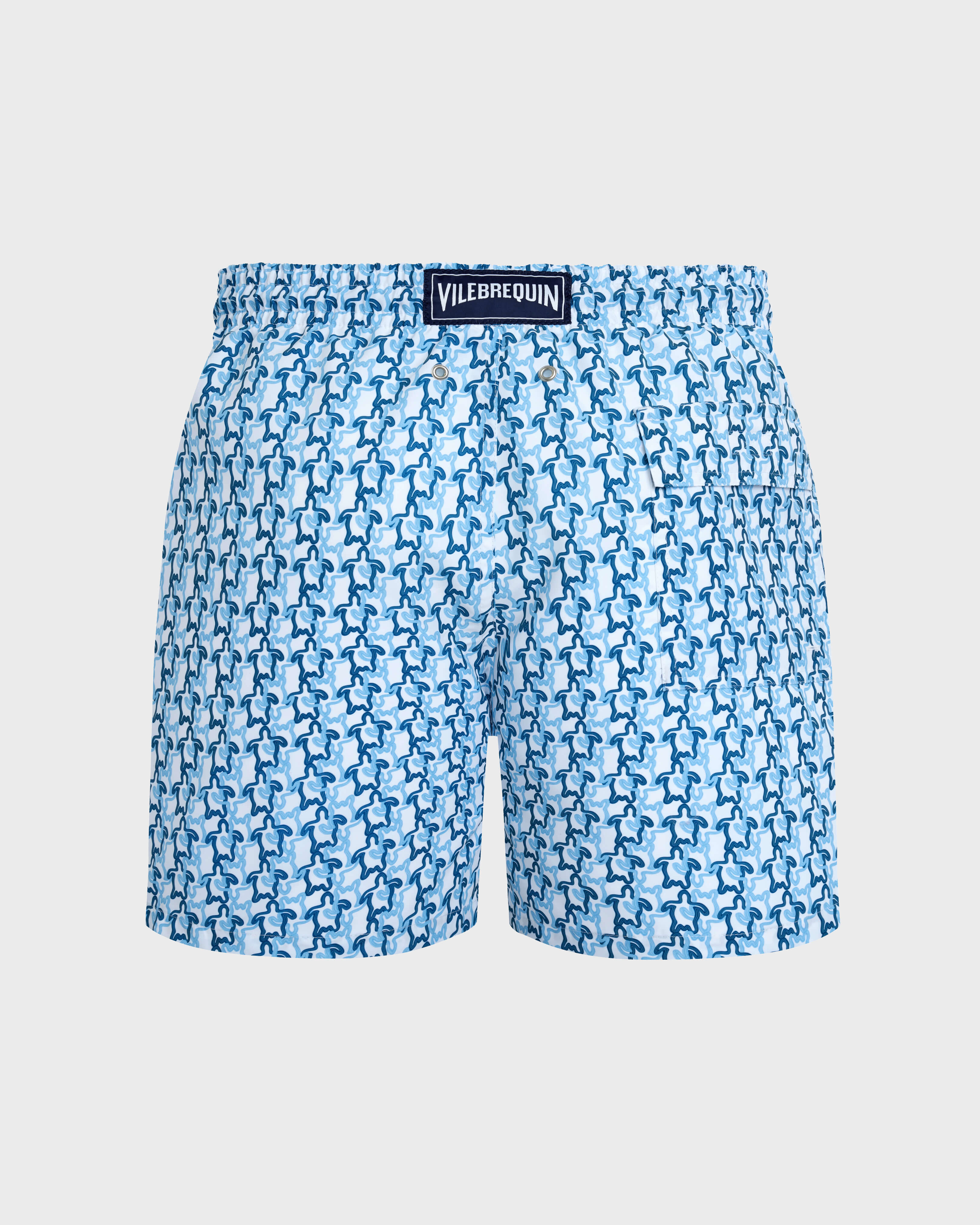 Men Swim Shorts Turtles Net WHITE back view