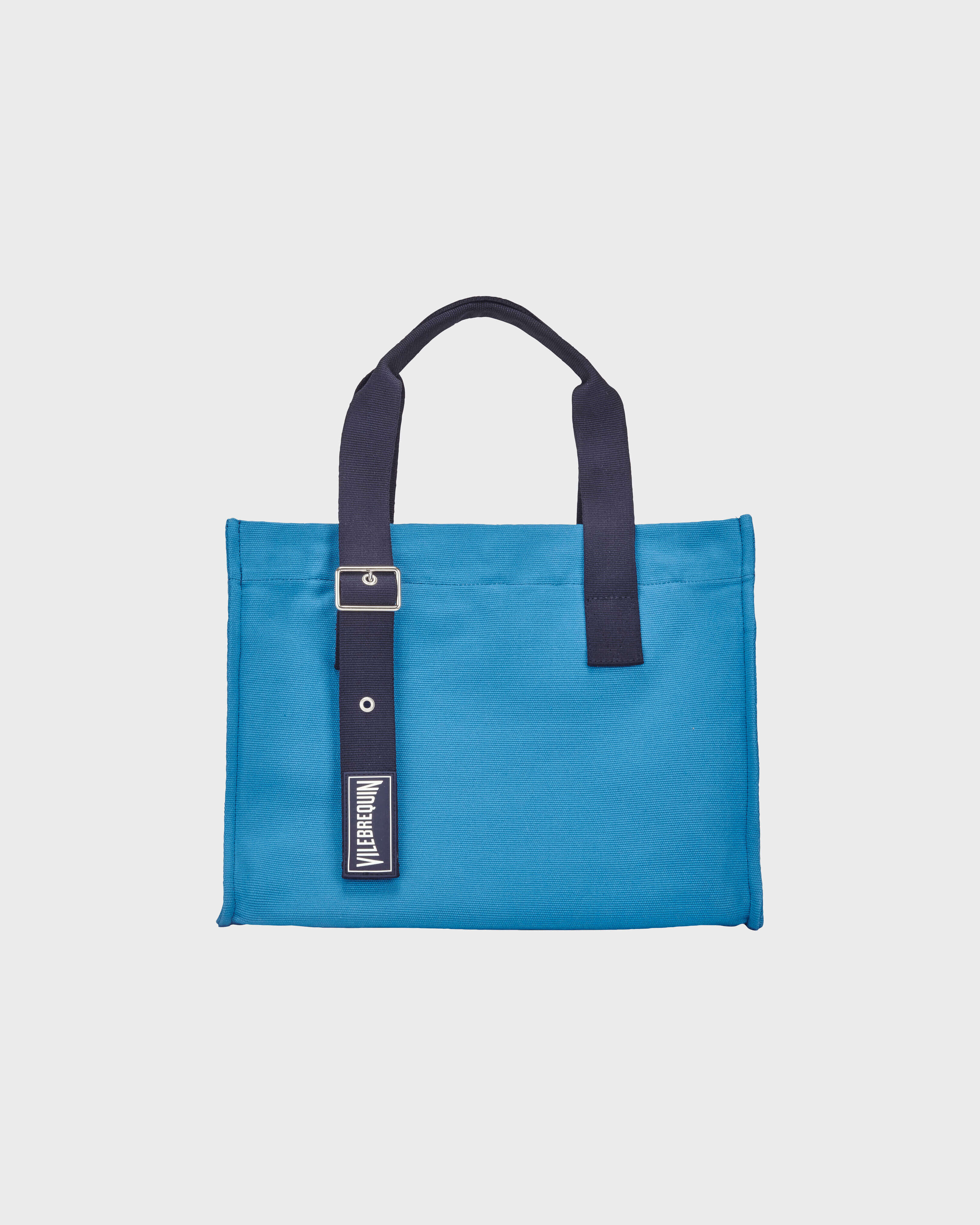 Bolsa de playa pequeña de algodón con estampado liso CALANQUE front view