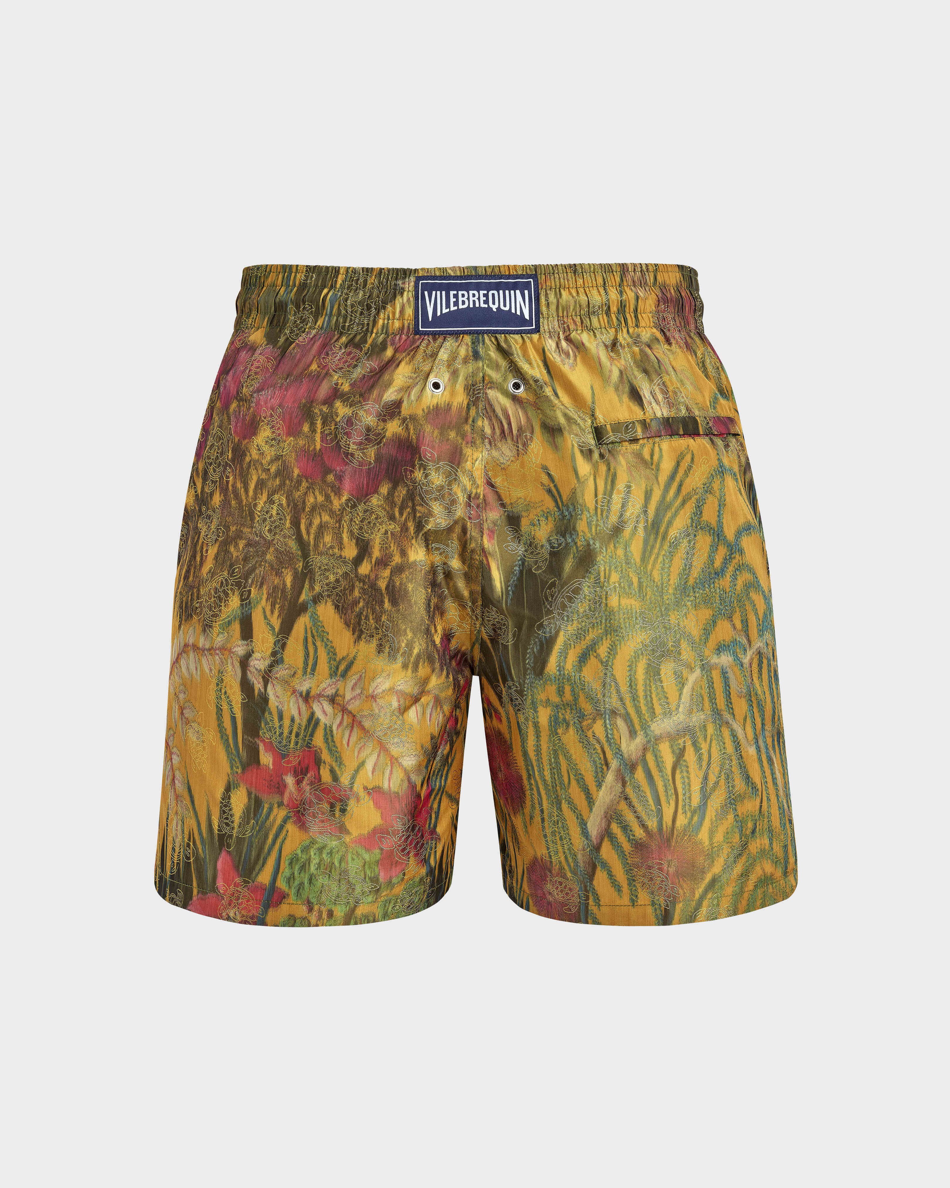 Men Silk Swim Shorts Mystère  - Vilebrequin x Maison BUCOL BRONZE back view