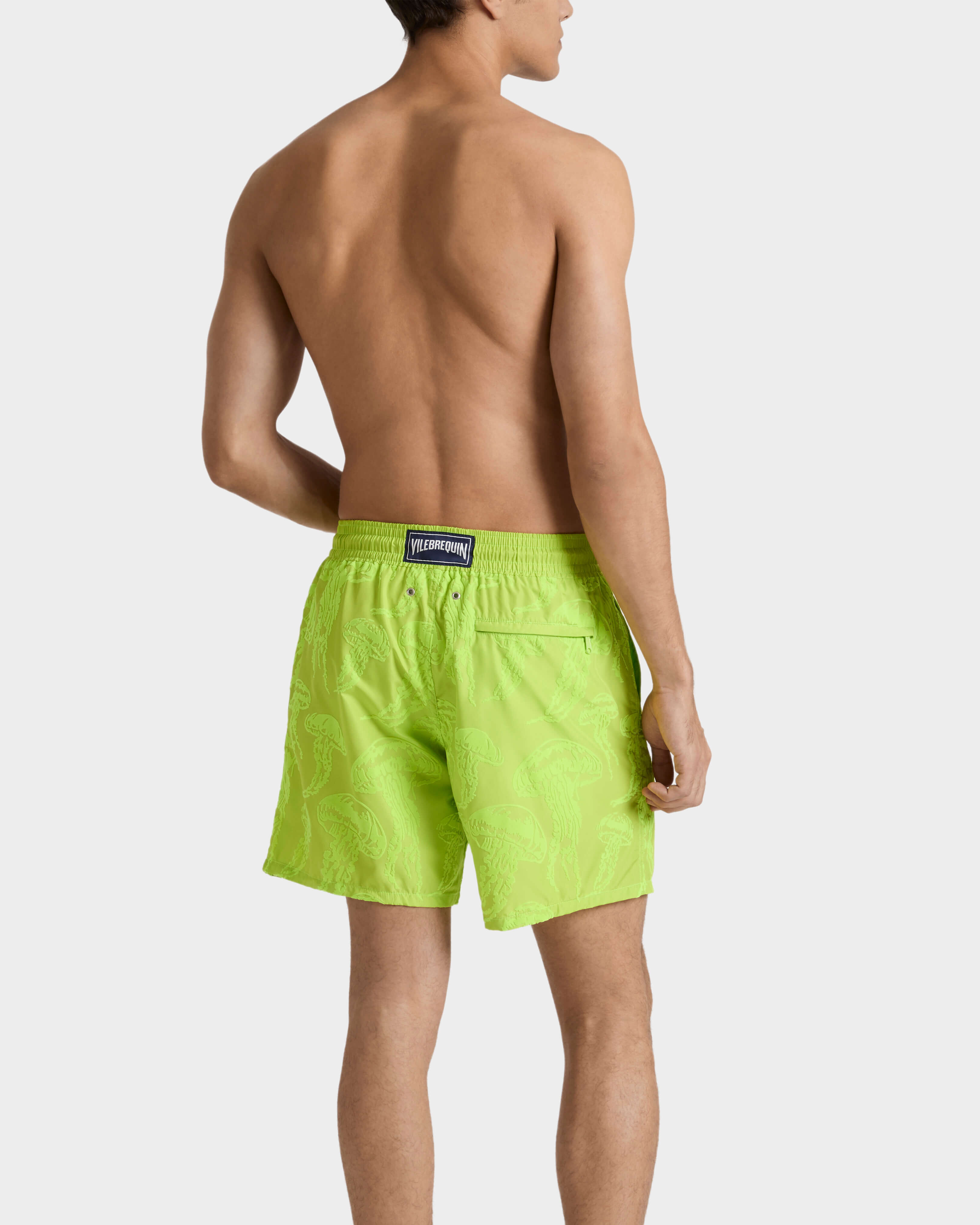 Men Ultra-light and packable Swim Shorts Flocked Jellyfish Dance 433 backworn view