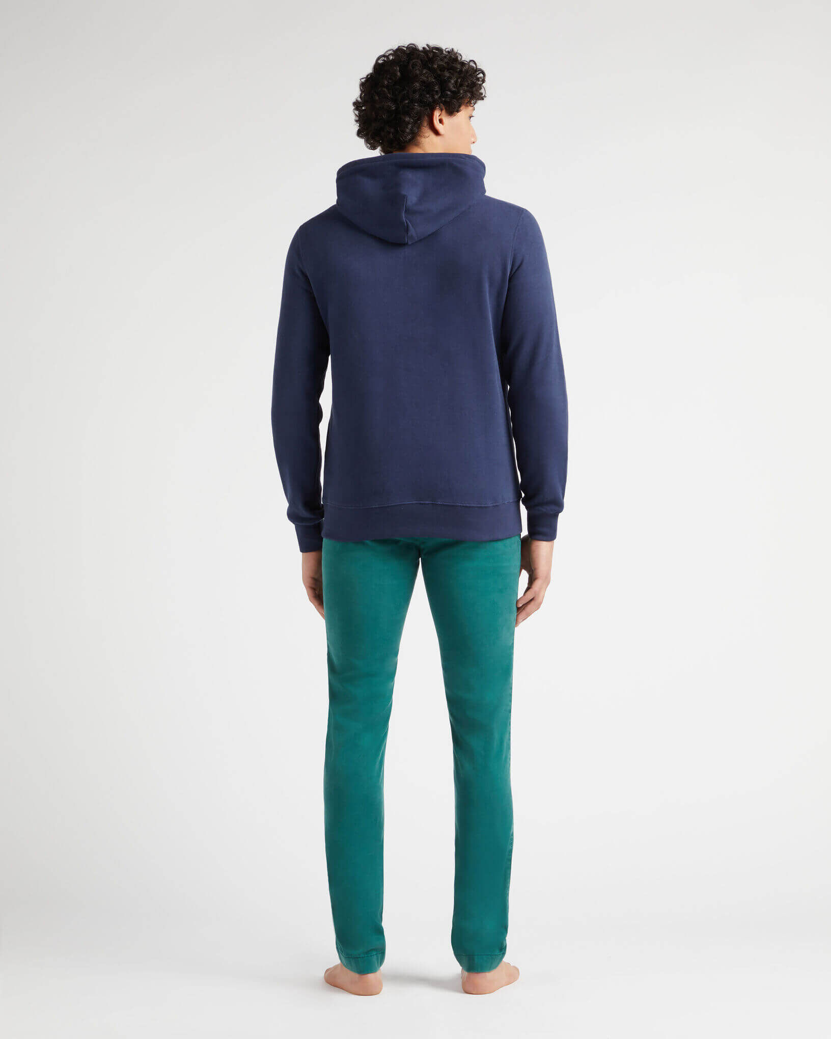 Solid Kapuzensweatshirt aus Baumwolle für Herren MARINEBLAU backworn view