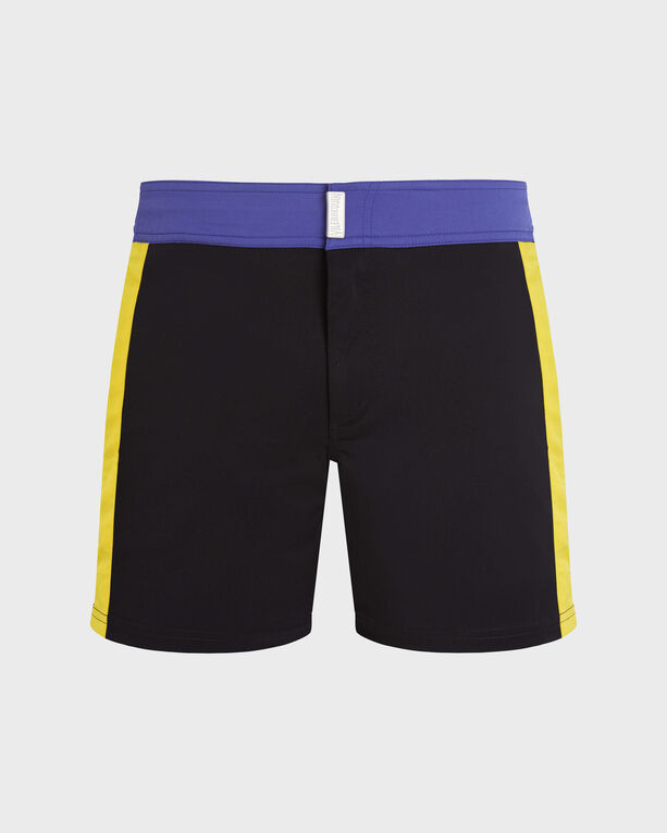 Vilebrequin – Color Block Stretch-badeshorts Mit Flachem Bund Für Herren – Bademode – Merle – Schwarz – Größe XXL