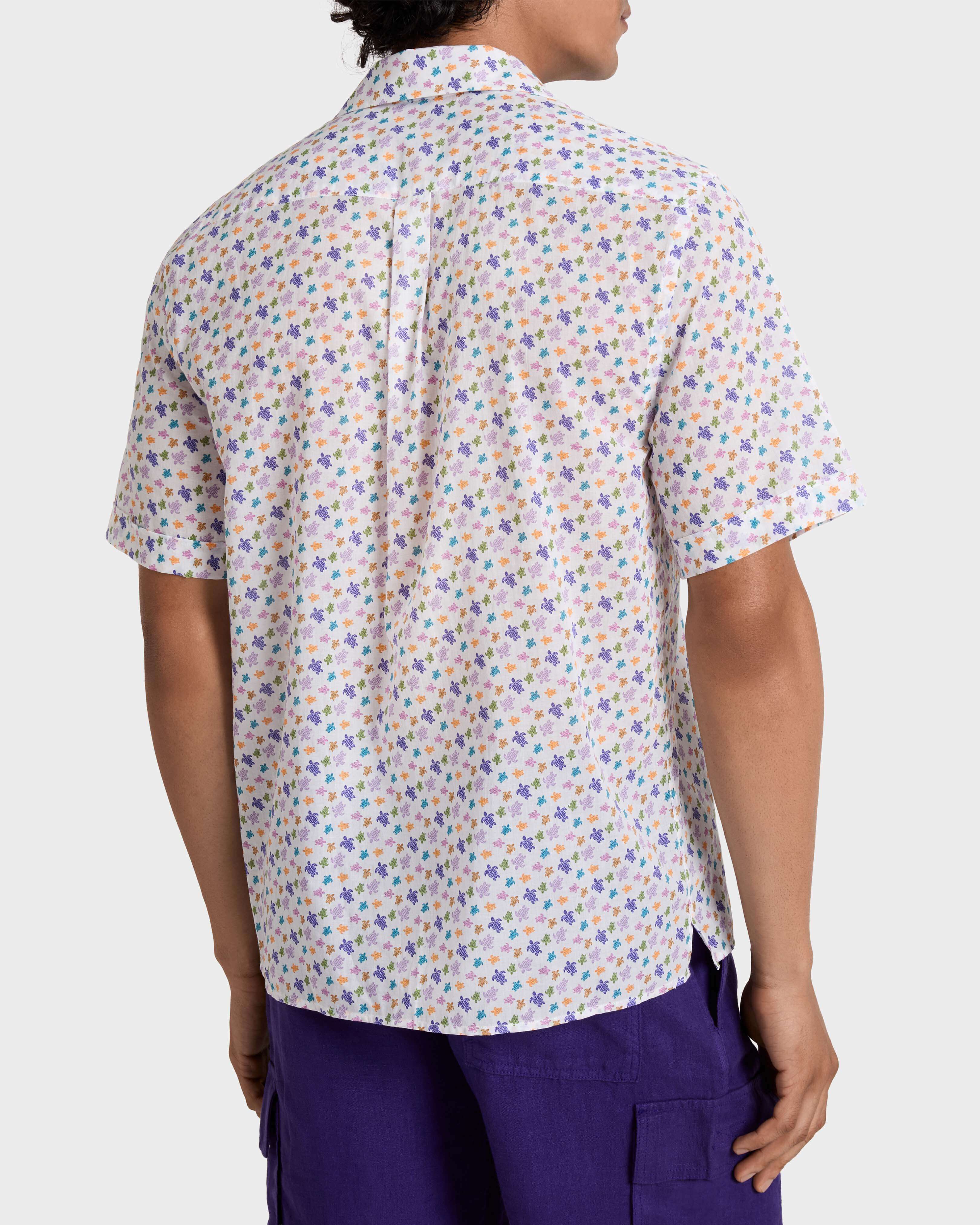 Chemise bowling en voile de coton organique homme BLANC backworn view