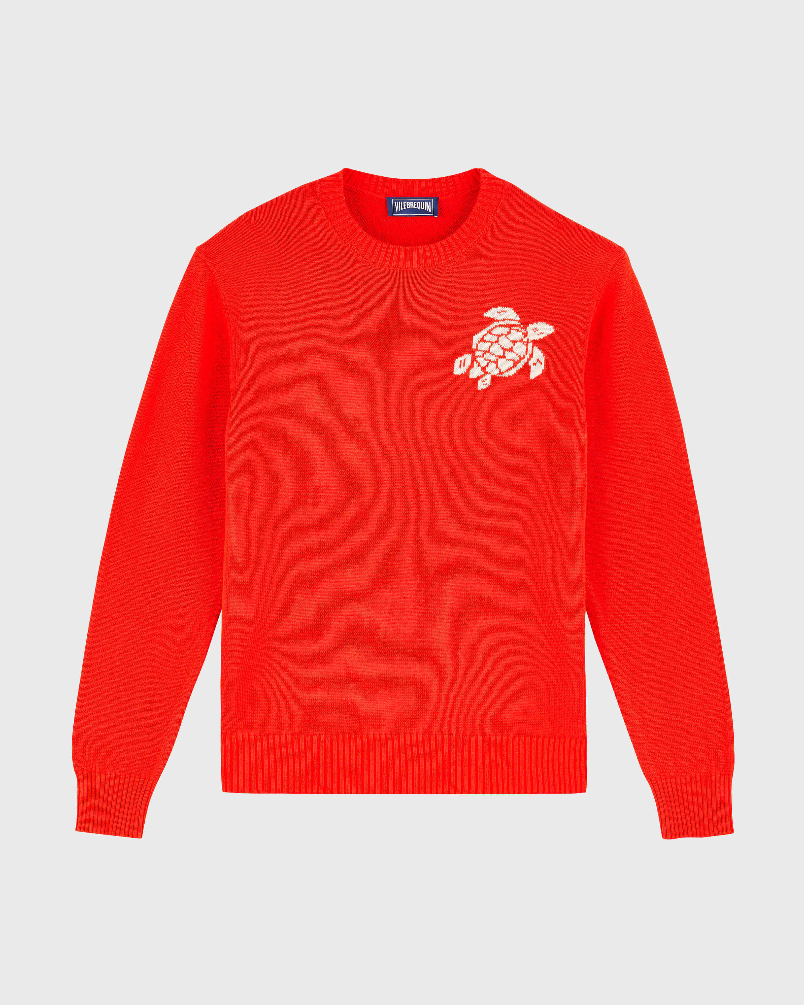 Men Crewneck Cotton Cashmere Sweater Turtle TILE front view
