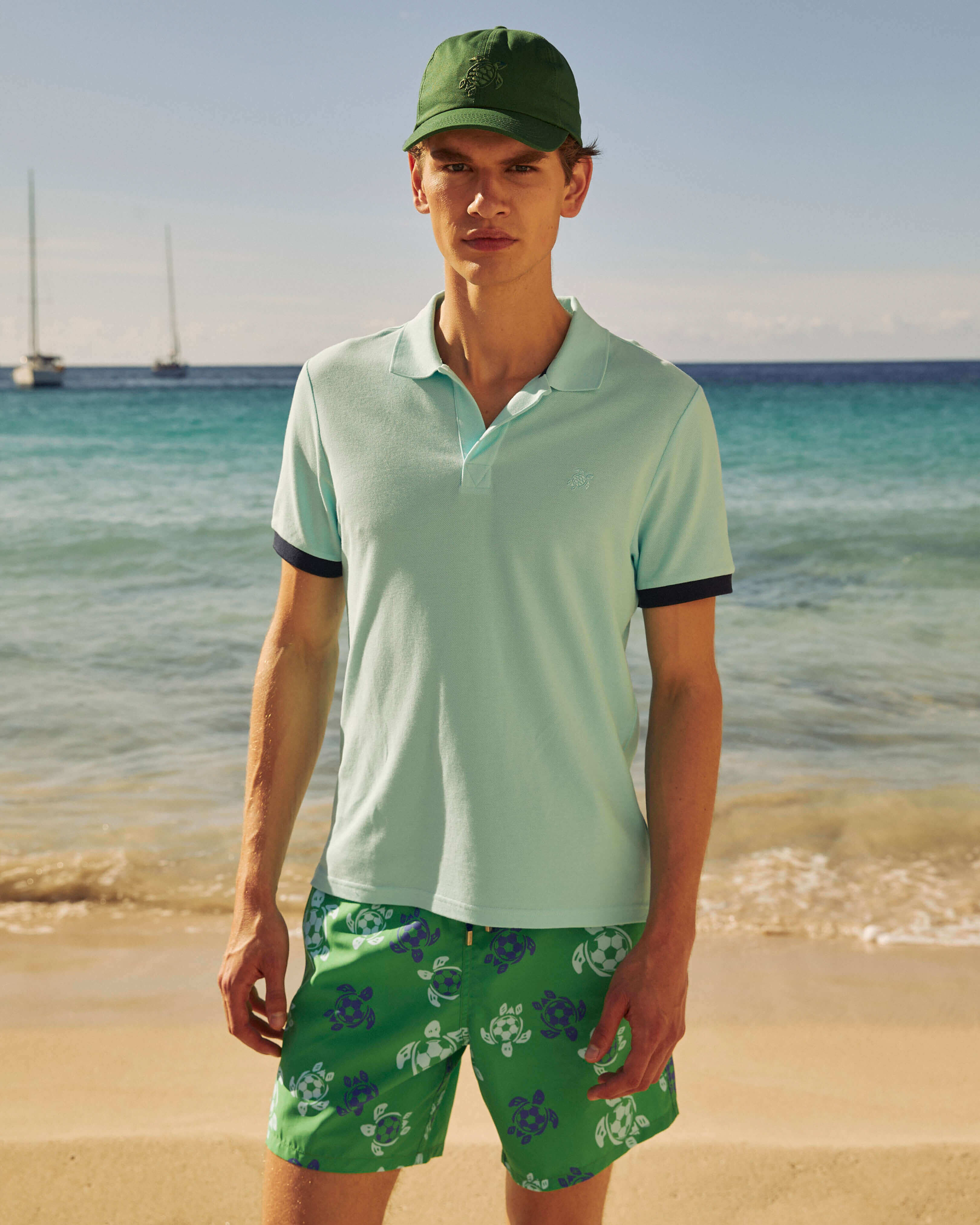 Polo uomo in cotone tinta unita OXYGENE look1 view