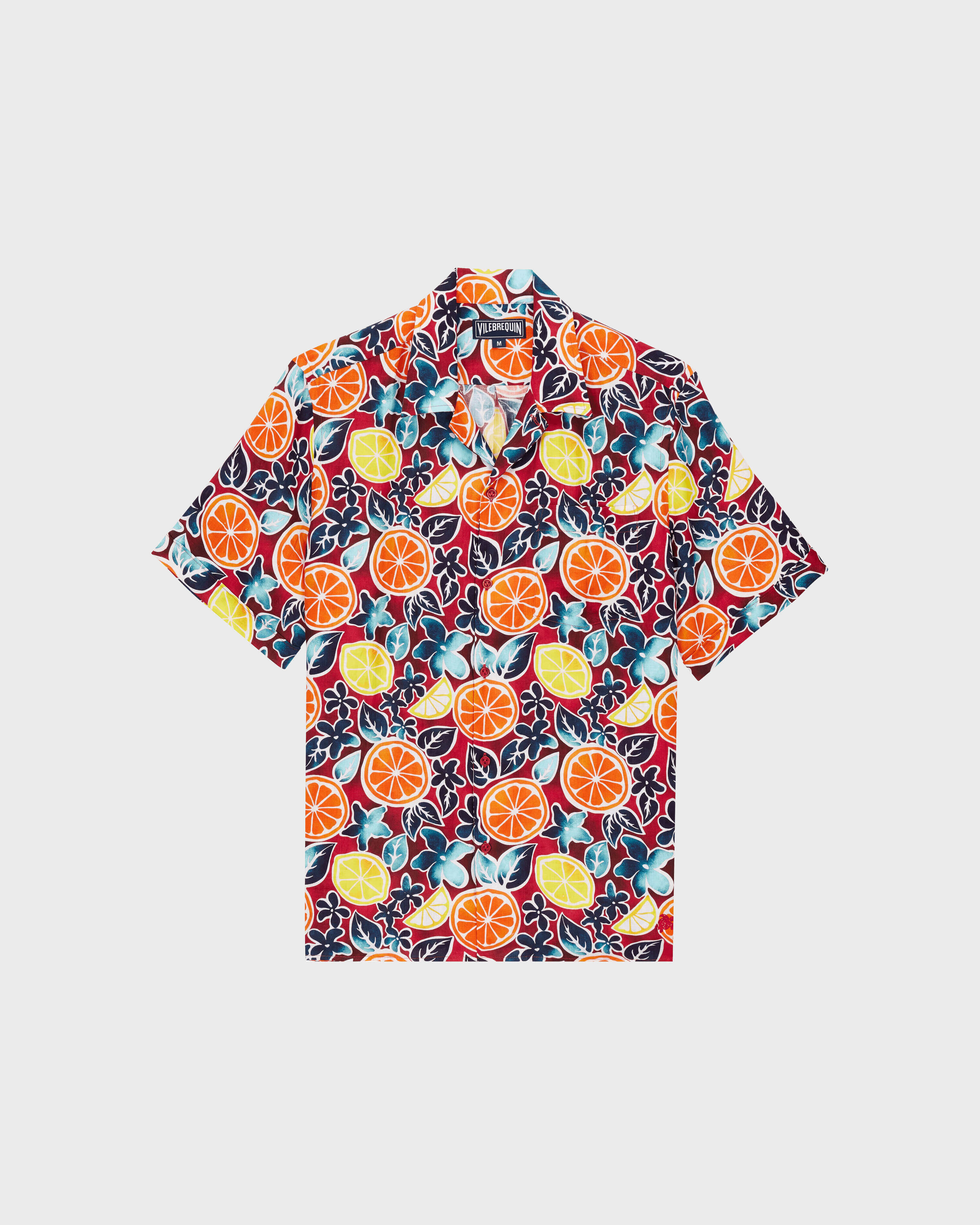 Chemise bowling en lin homme Presse Citron BOURGOGNE front view