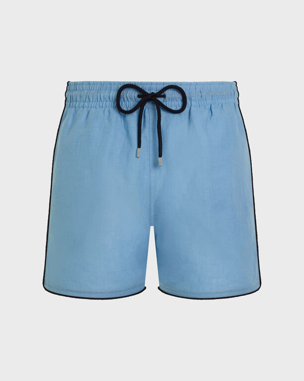 Vilebrequin Men's - Linen Swim Shorts Solid - Swimwear - Mallorca - Blue Xxl