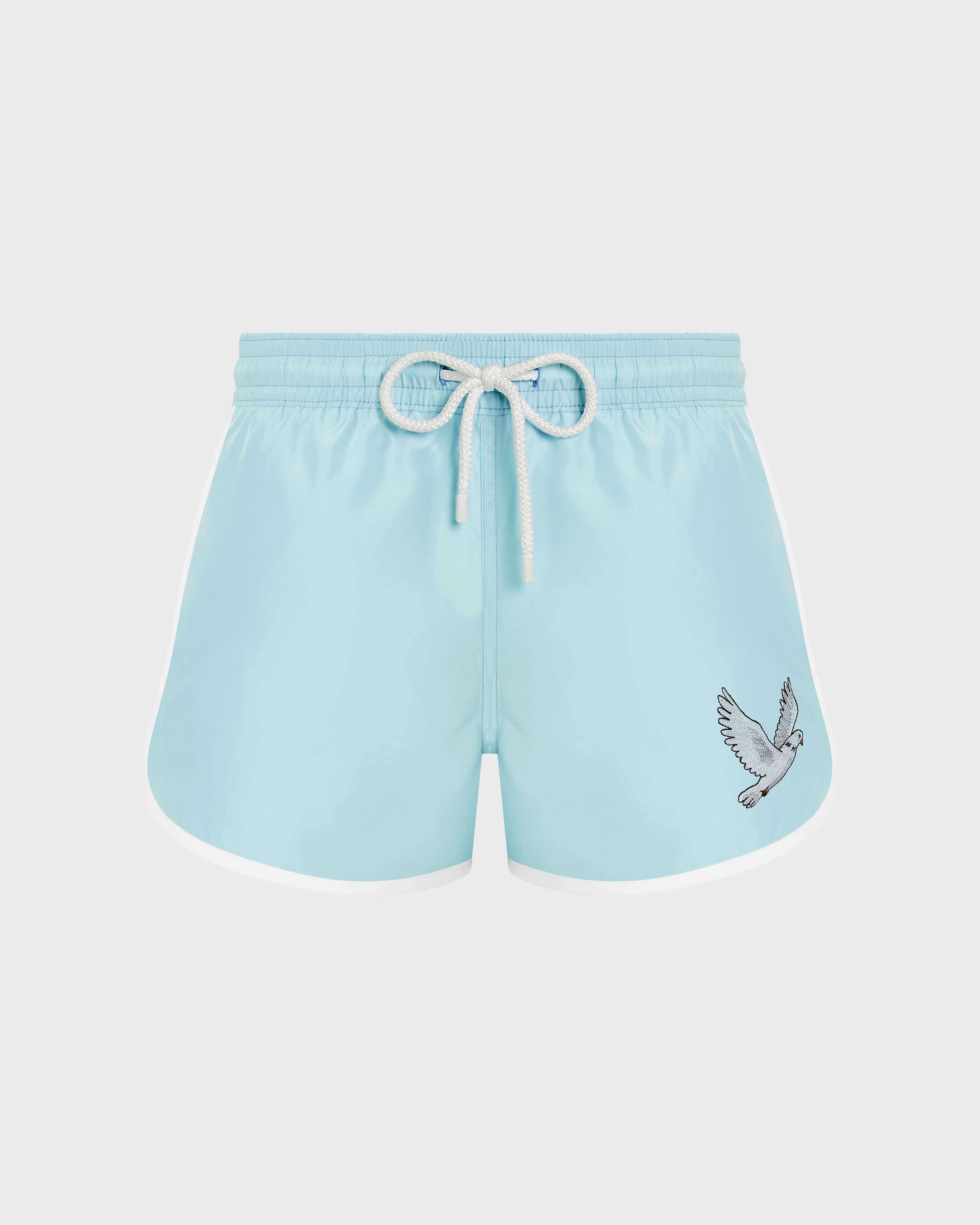 Maillot de bain court homme broderie placée - Vilebrequin x 3.PARADIS BLEU GIVRE front view