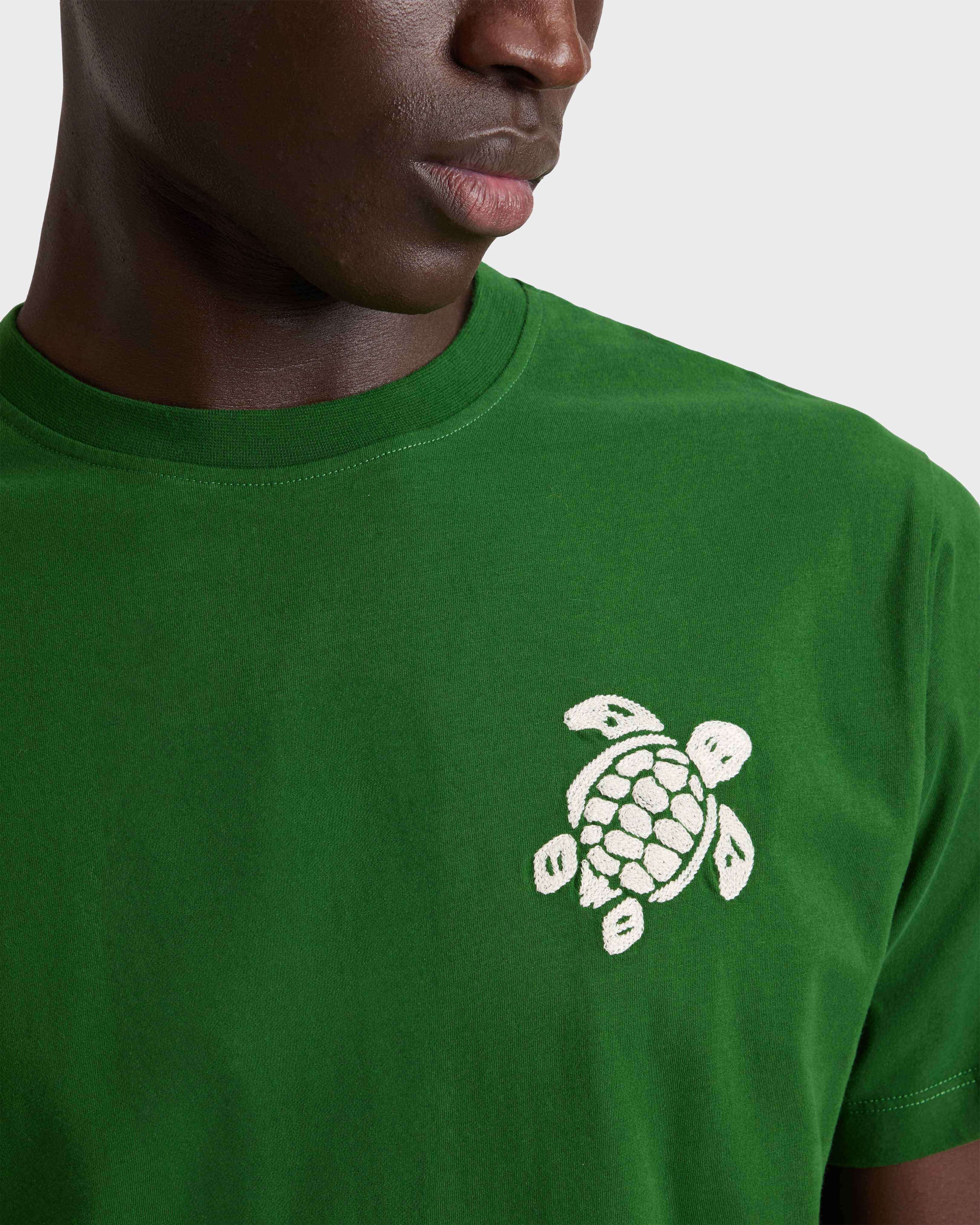 Men Cotton T-shirt Big Turtle Embroidery TROPICAL supp1 view