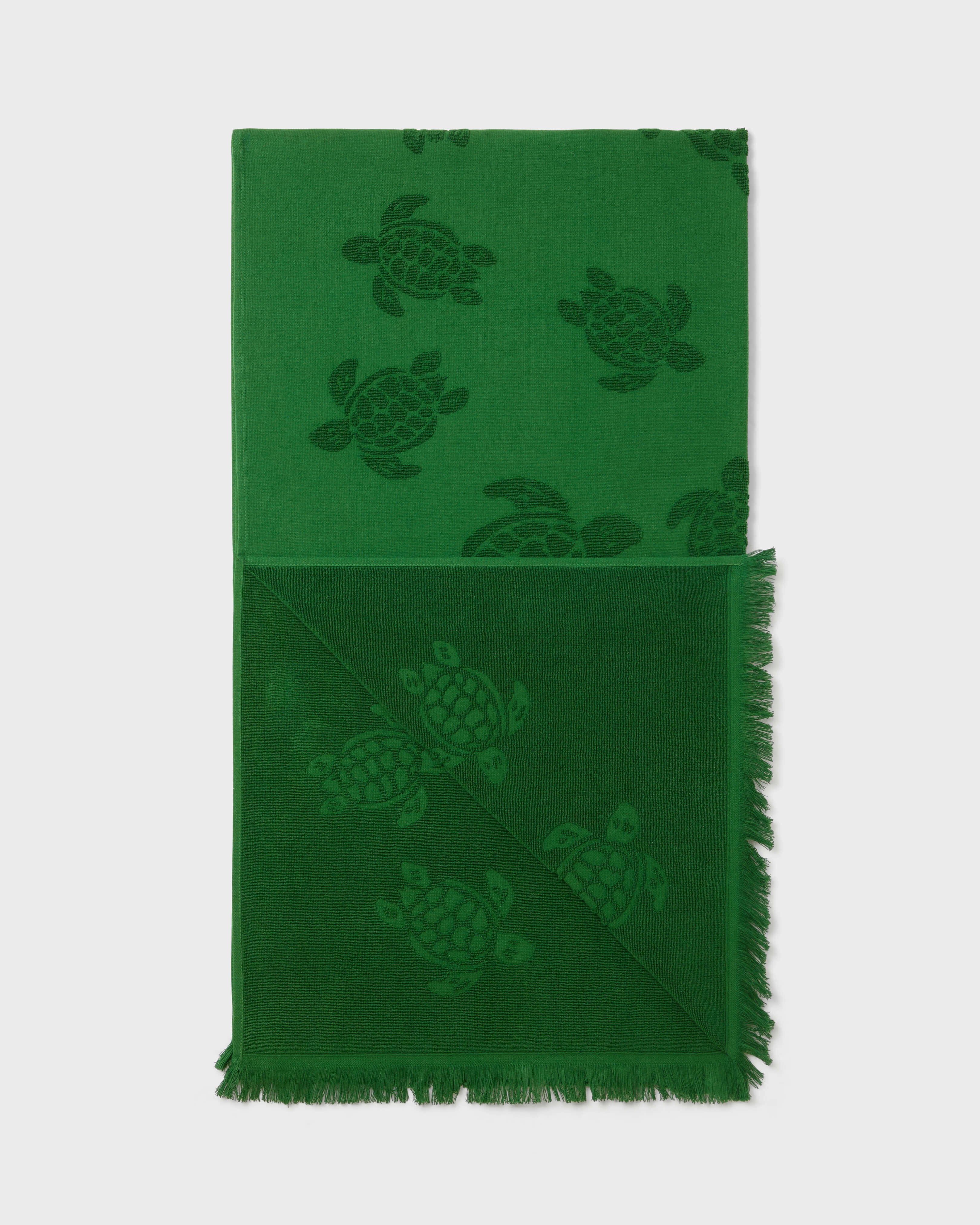 Telo da spiaggia in cotone organico Turtles Jacquard TROPICAL back view