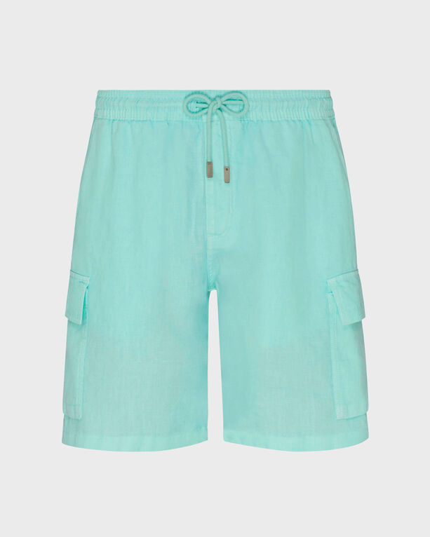 Vilebrequin - Men Linen Bermuda Shorts Cargo Pockets - Bermuda - Baie - Green - Size XXL