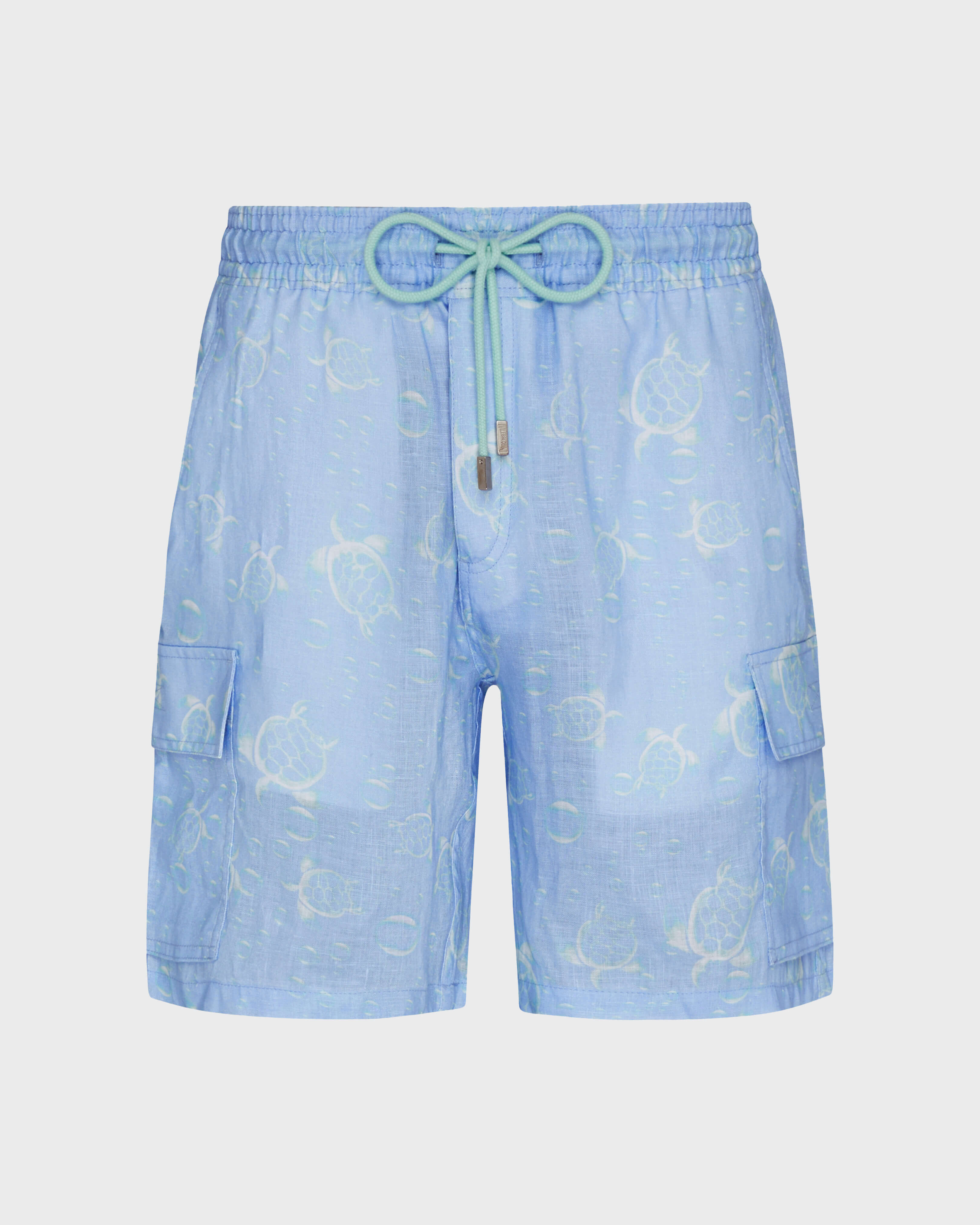 Bermuda en lin homme Bubbles Turtles 3D CLOUDY front view